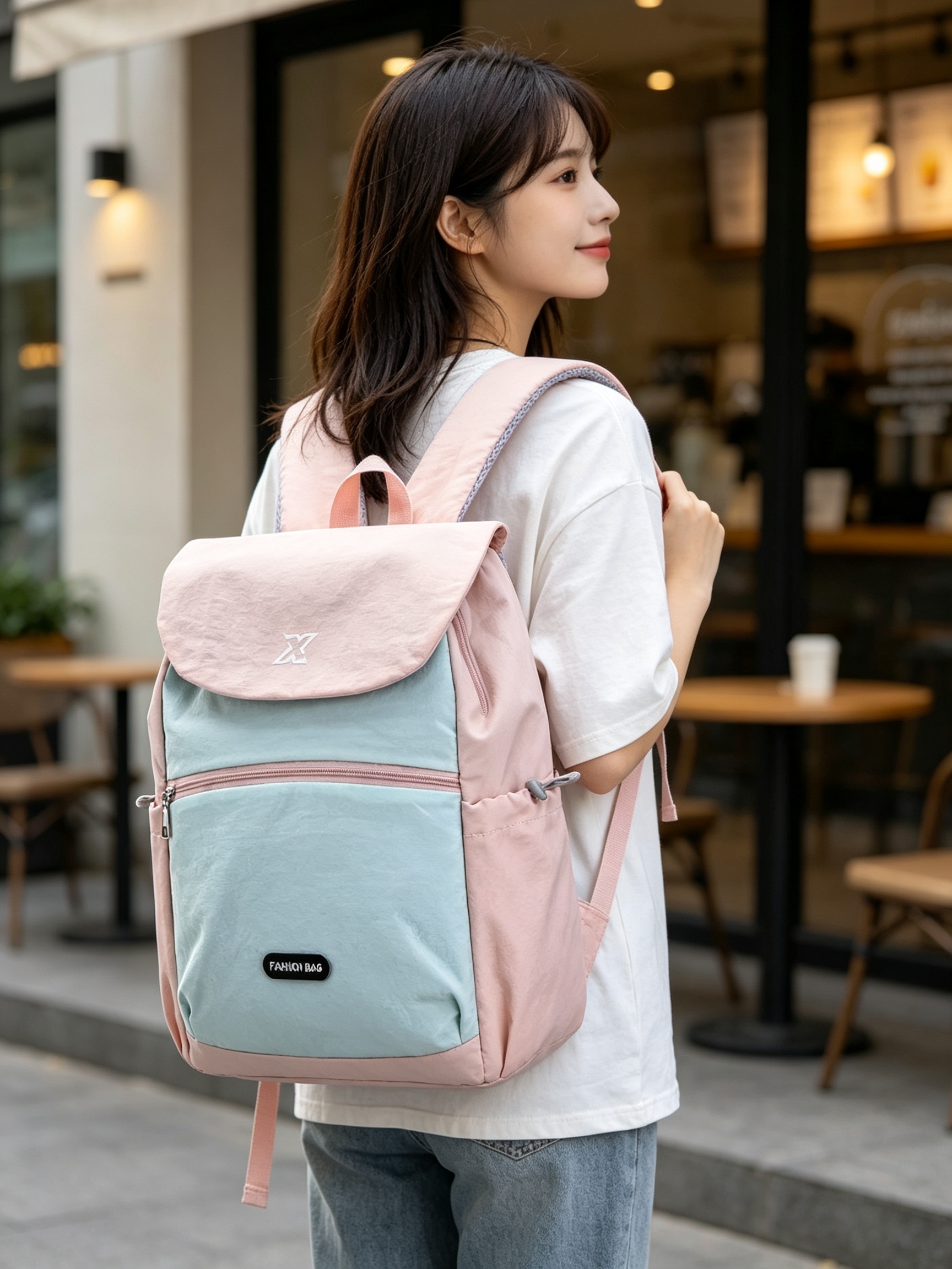 Pink Plain Backpack 