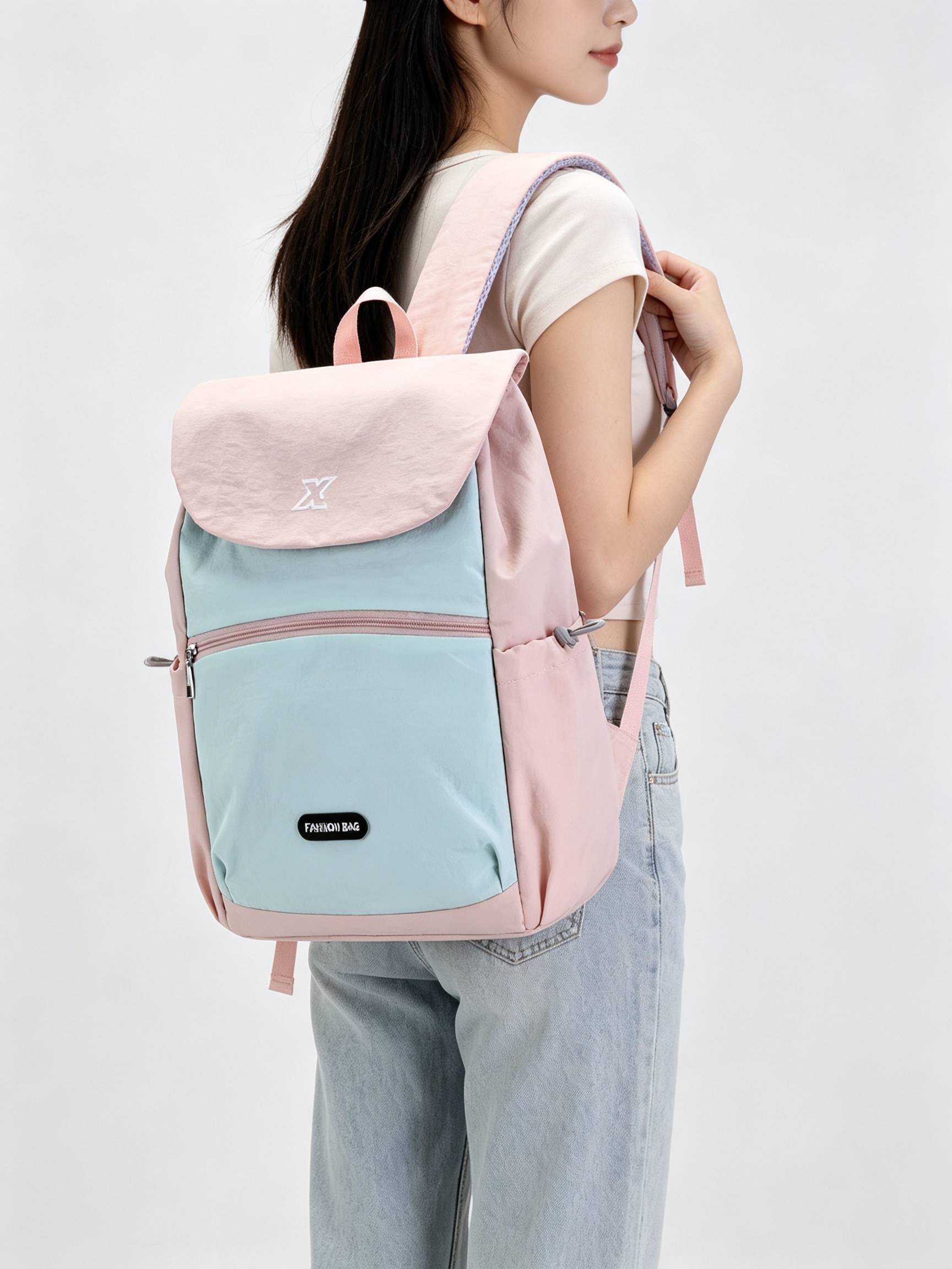 Pink Plain Backpack 