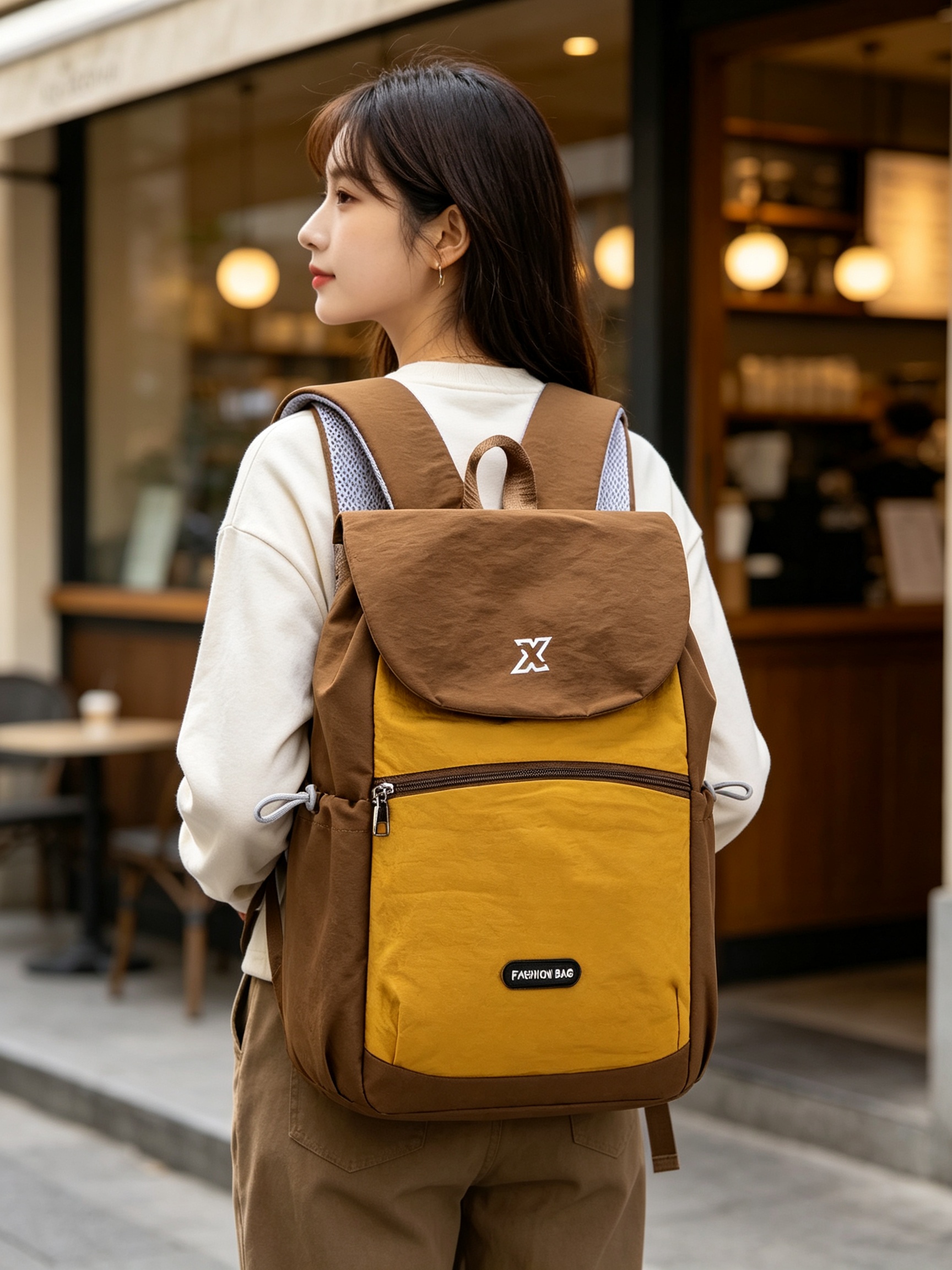 Coffee Brown Plain Backpack 