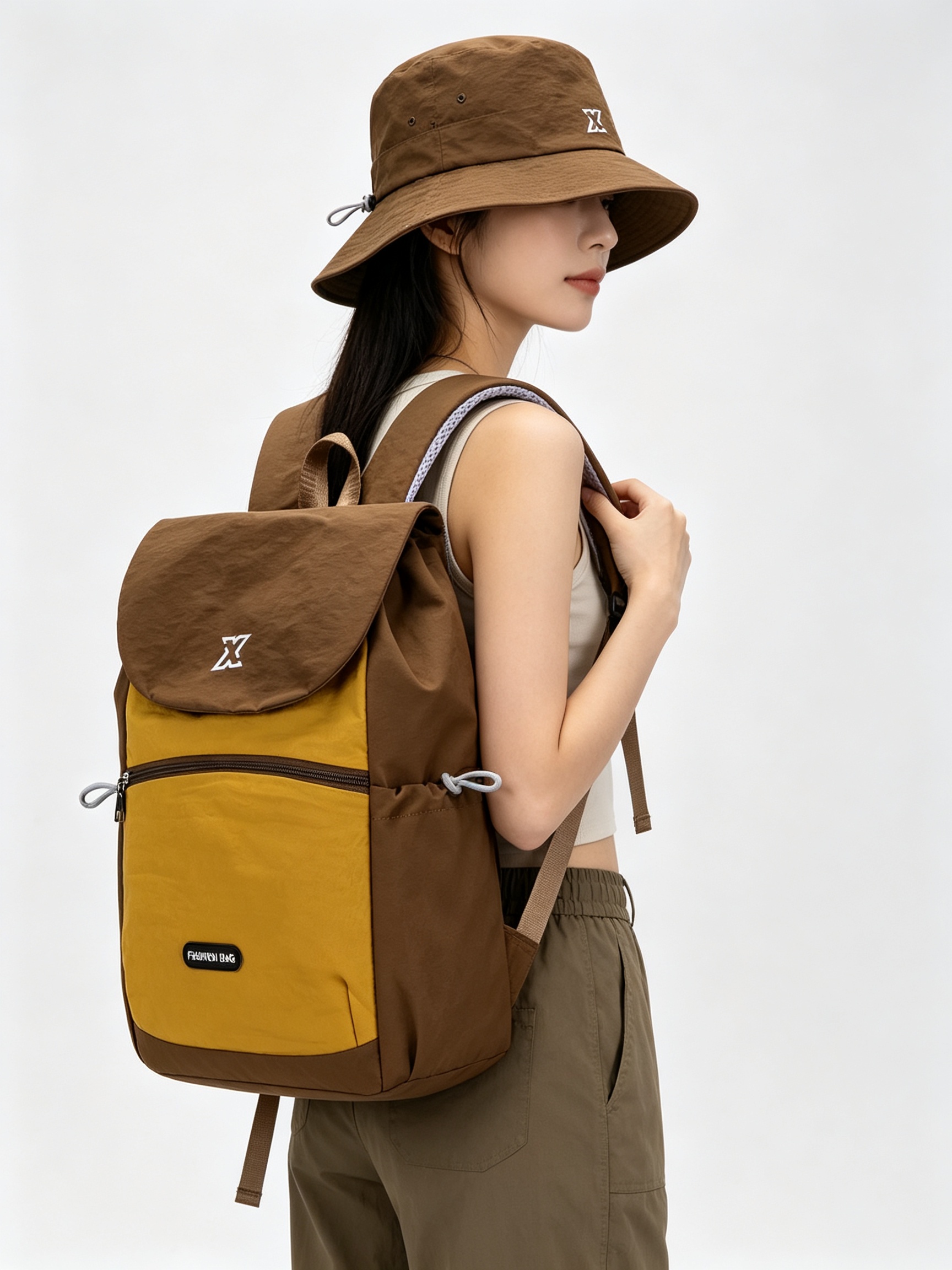 Coffee Brown Plain Backpack 