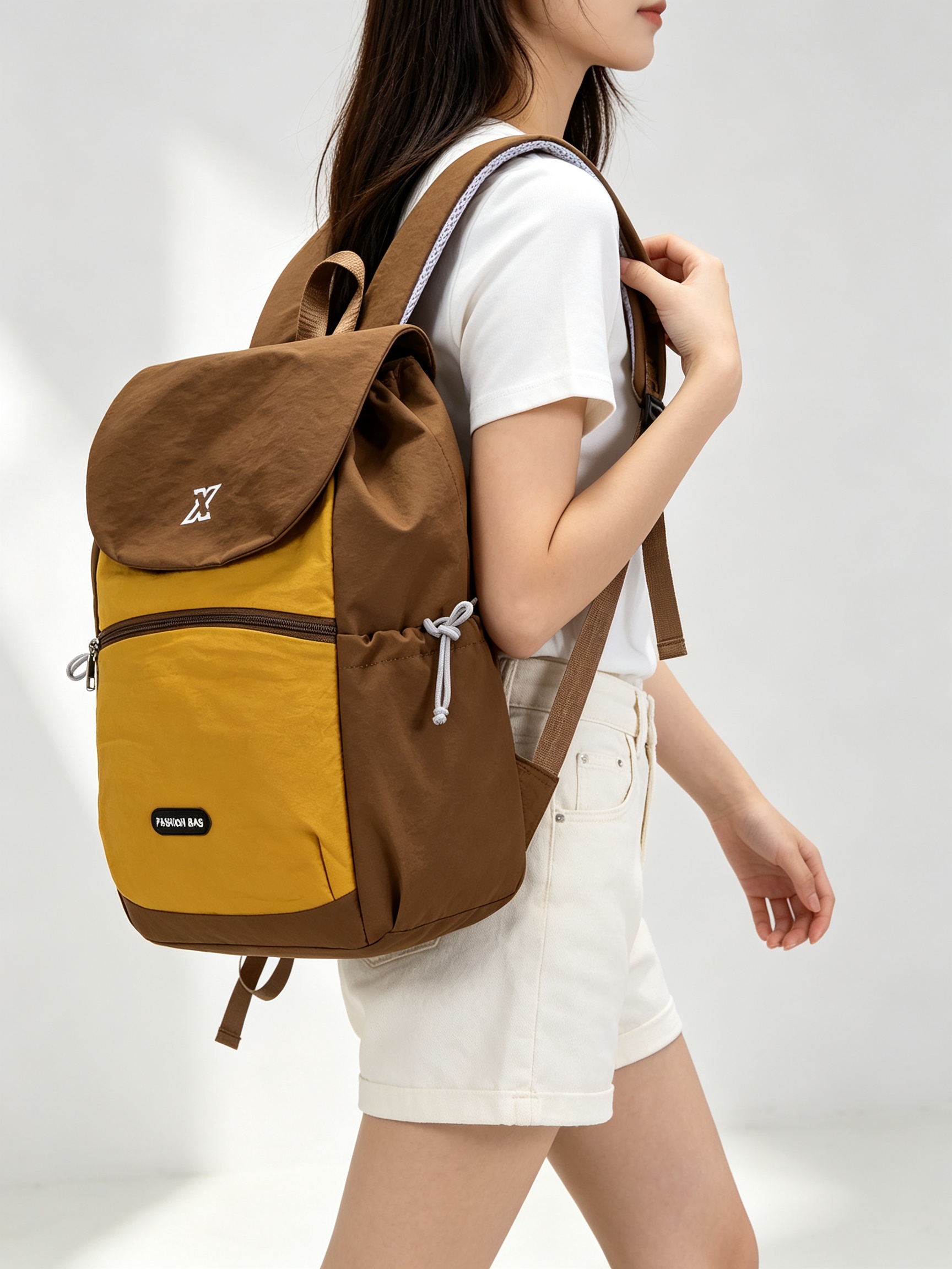 Coffee Brown Plain Backpack 
