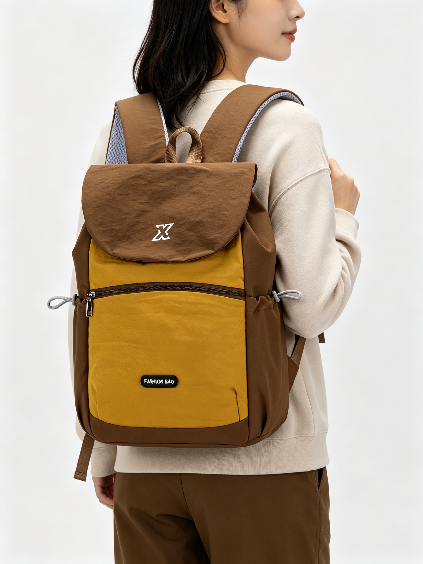 Coffee Brown Plain Backpack 