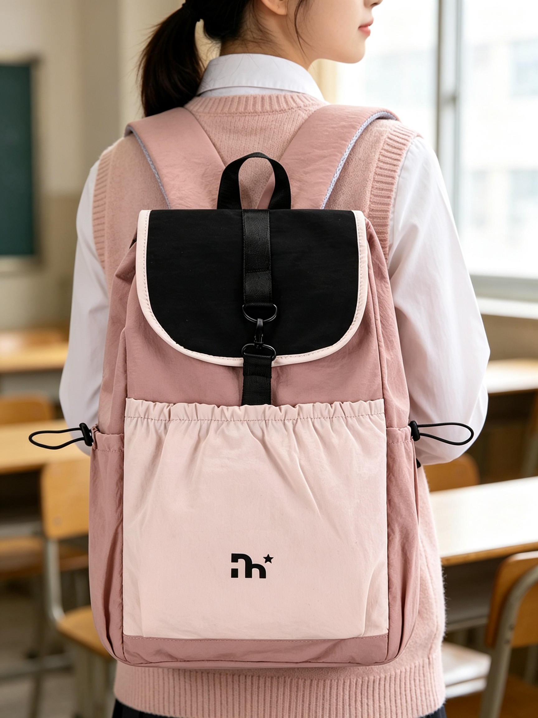 Pink Drawstring Backpack 