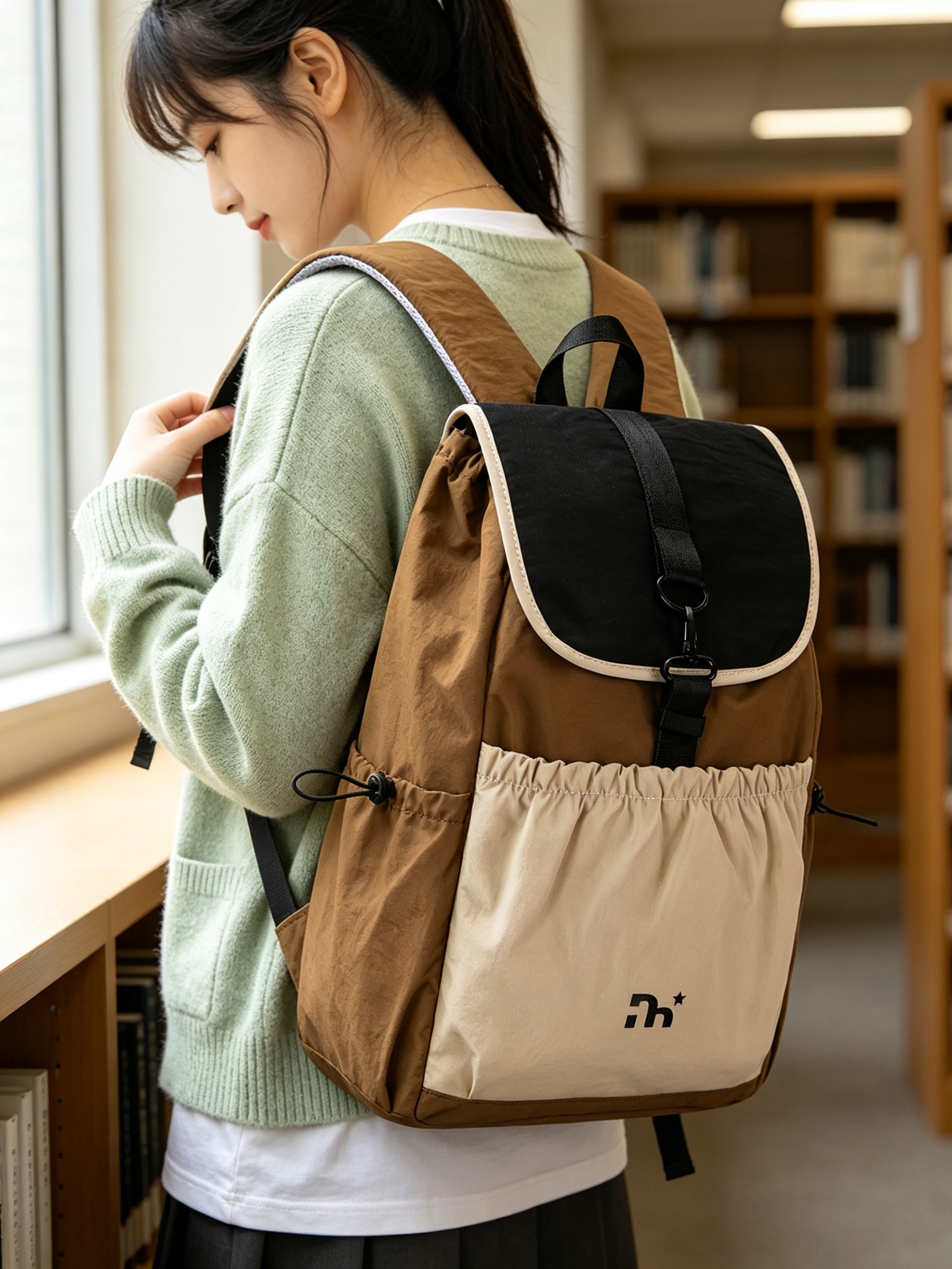 Coffee Brown Plain Backpack
