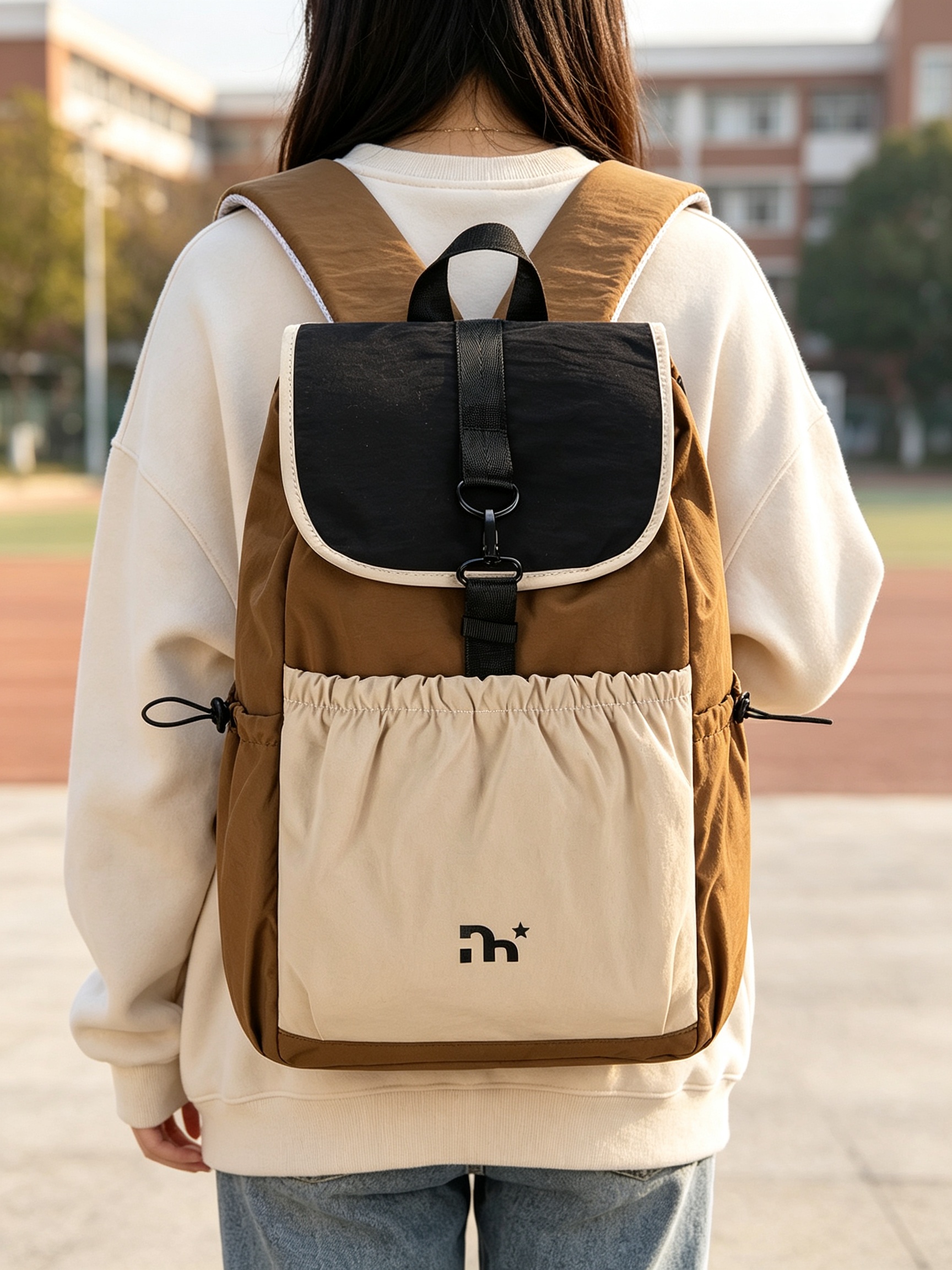 Coffee Brown Plain Backpack