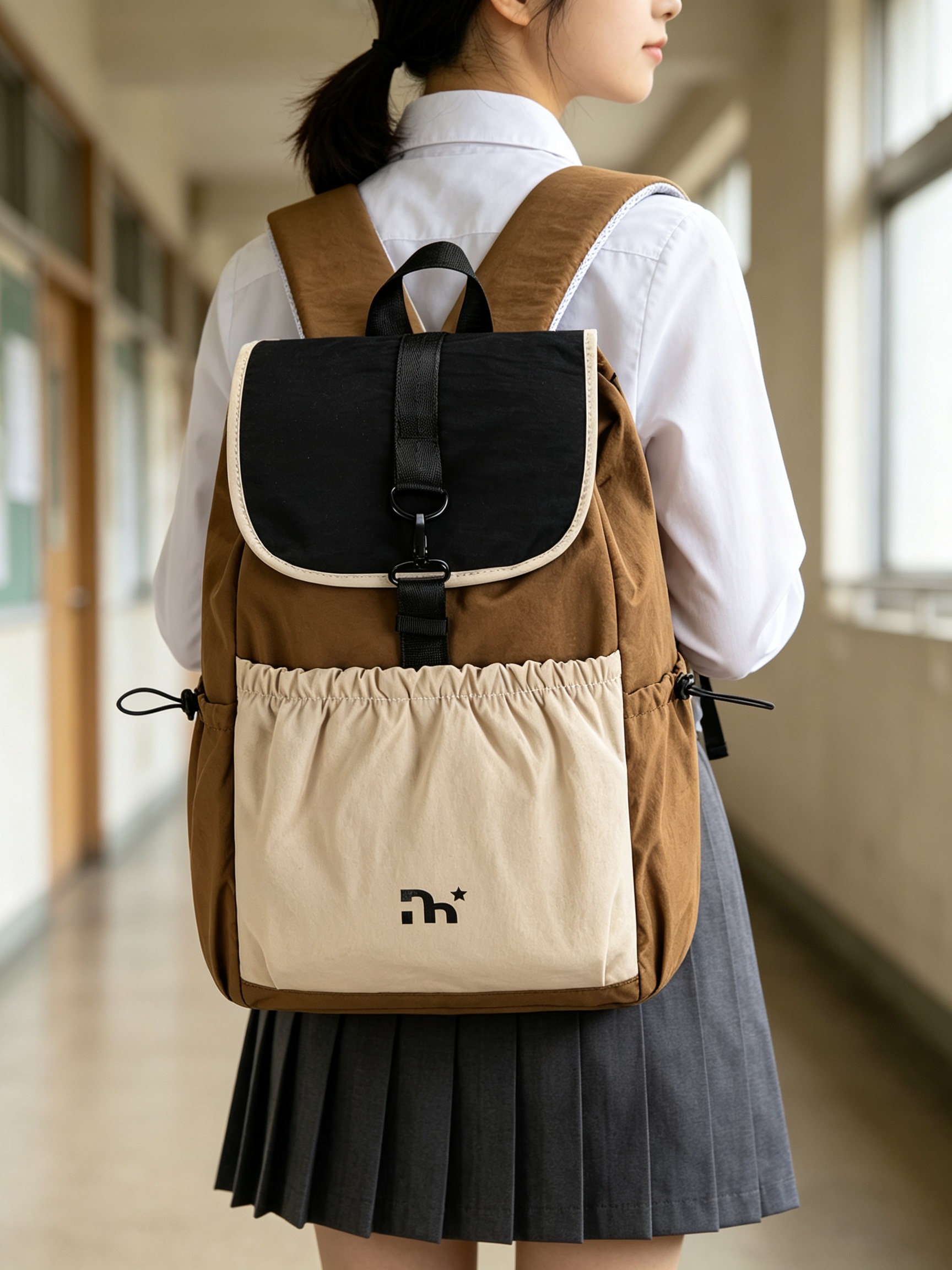 Coffee Brown Plain Backpack