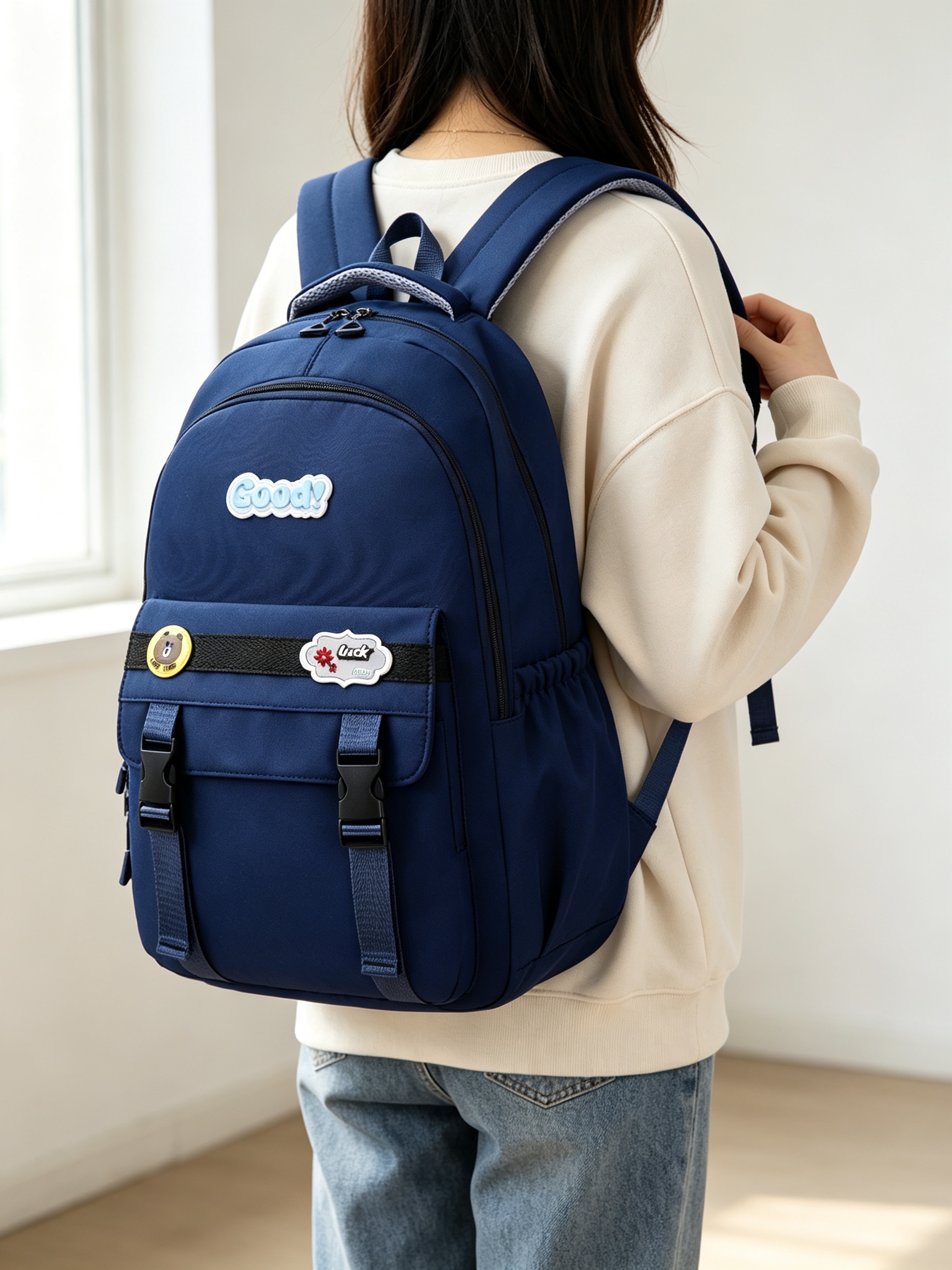 Dark Blue School Backpack 