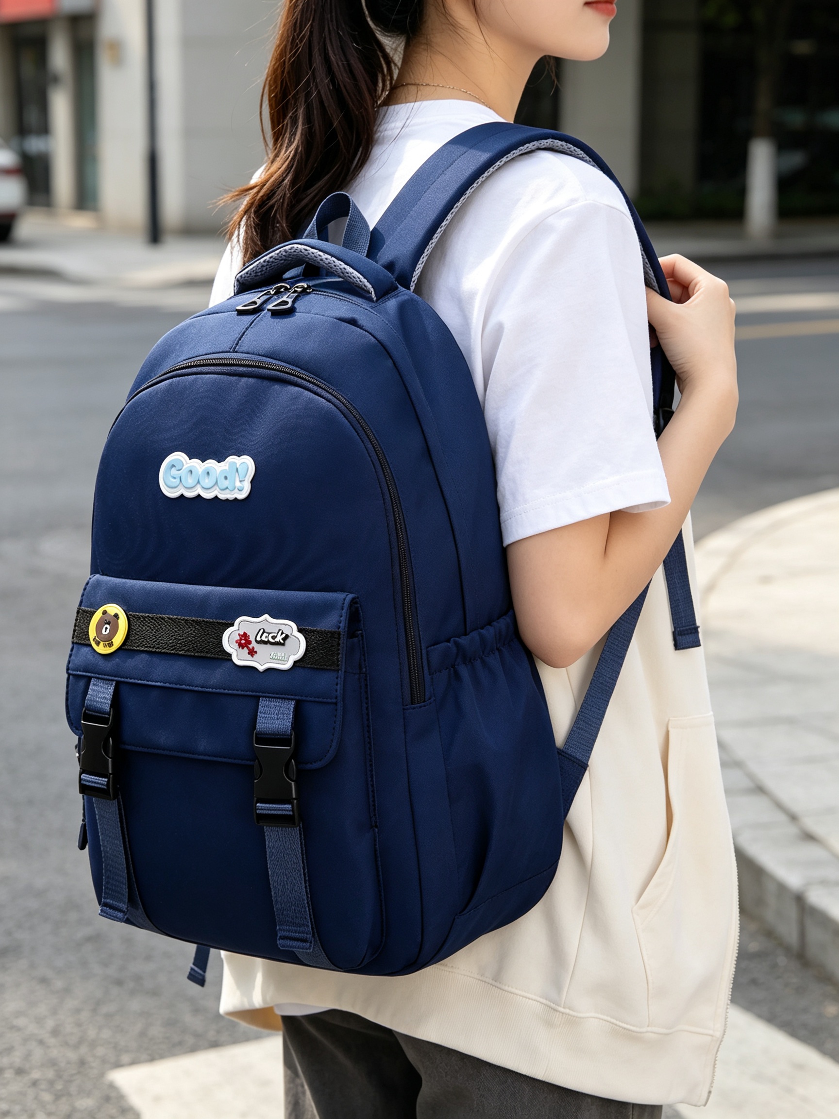 Dark Blue School Backpack 