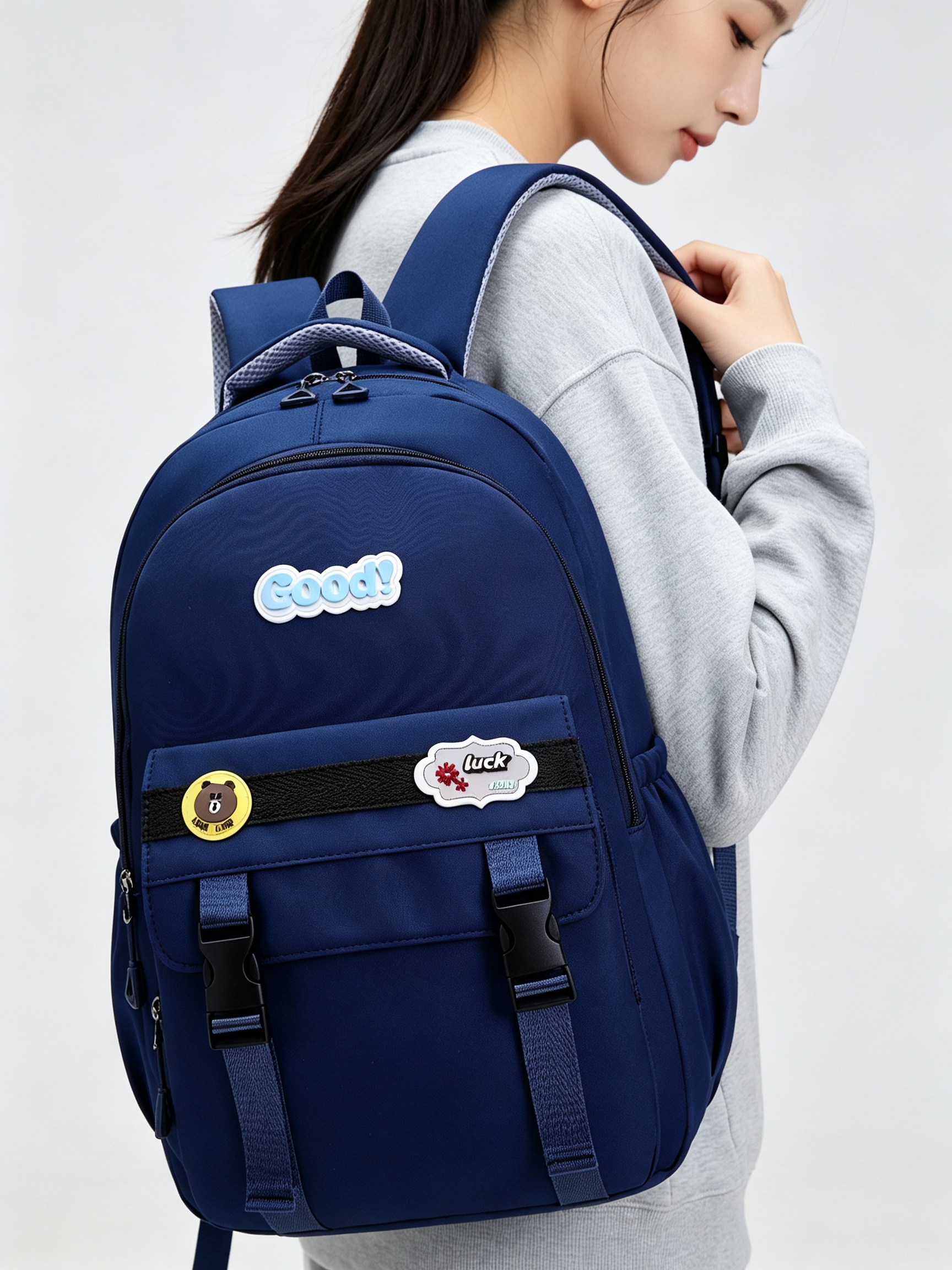 Dark Blue School Backpack 