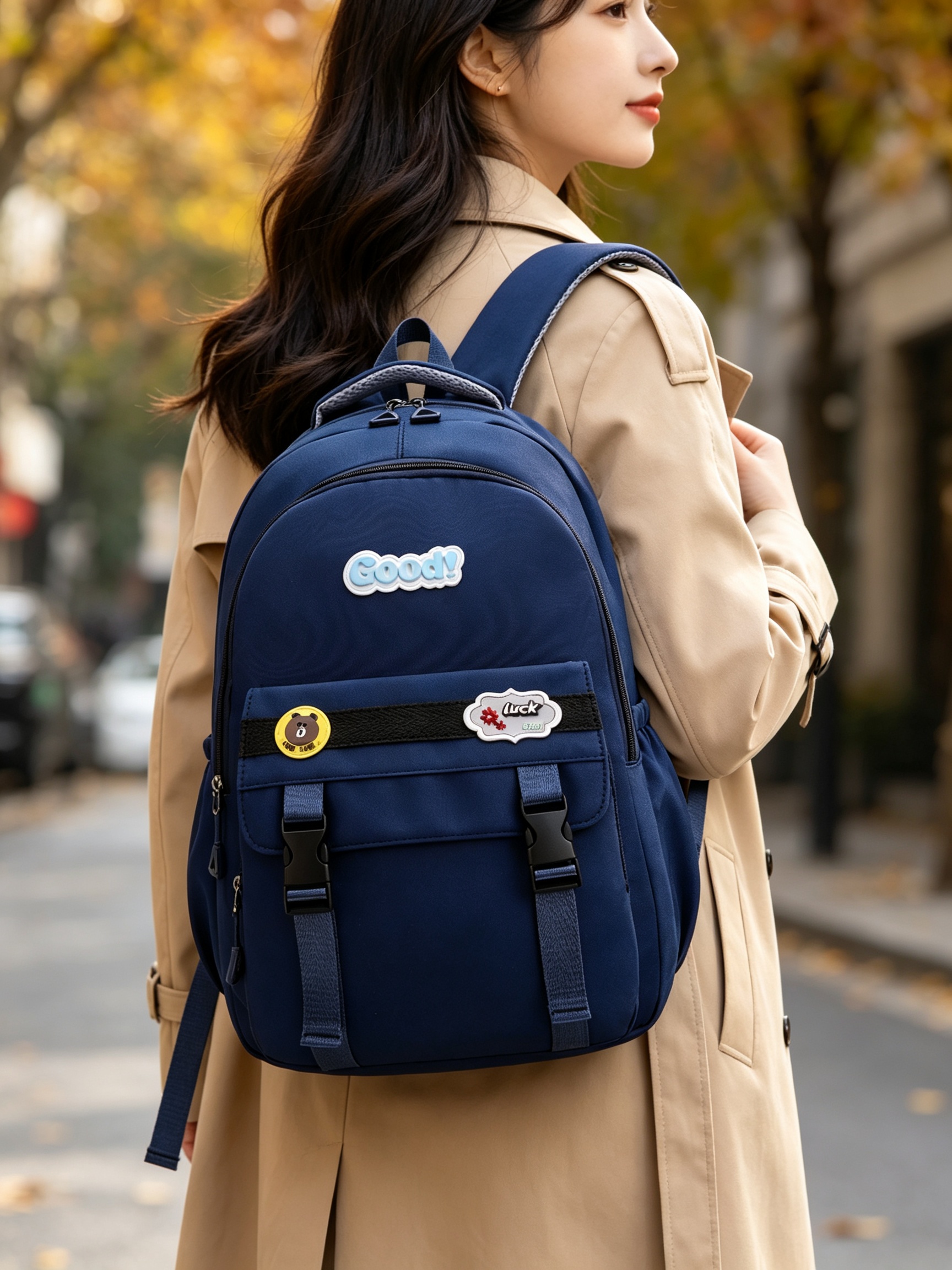 Dark Blue School Backpack 