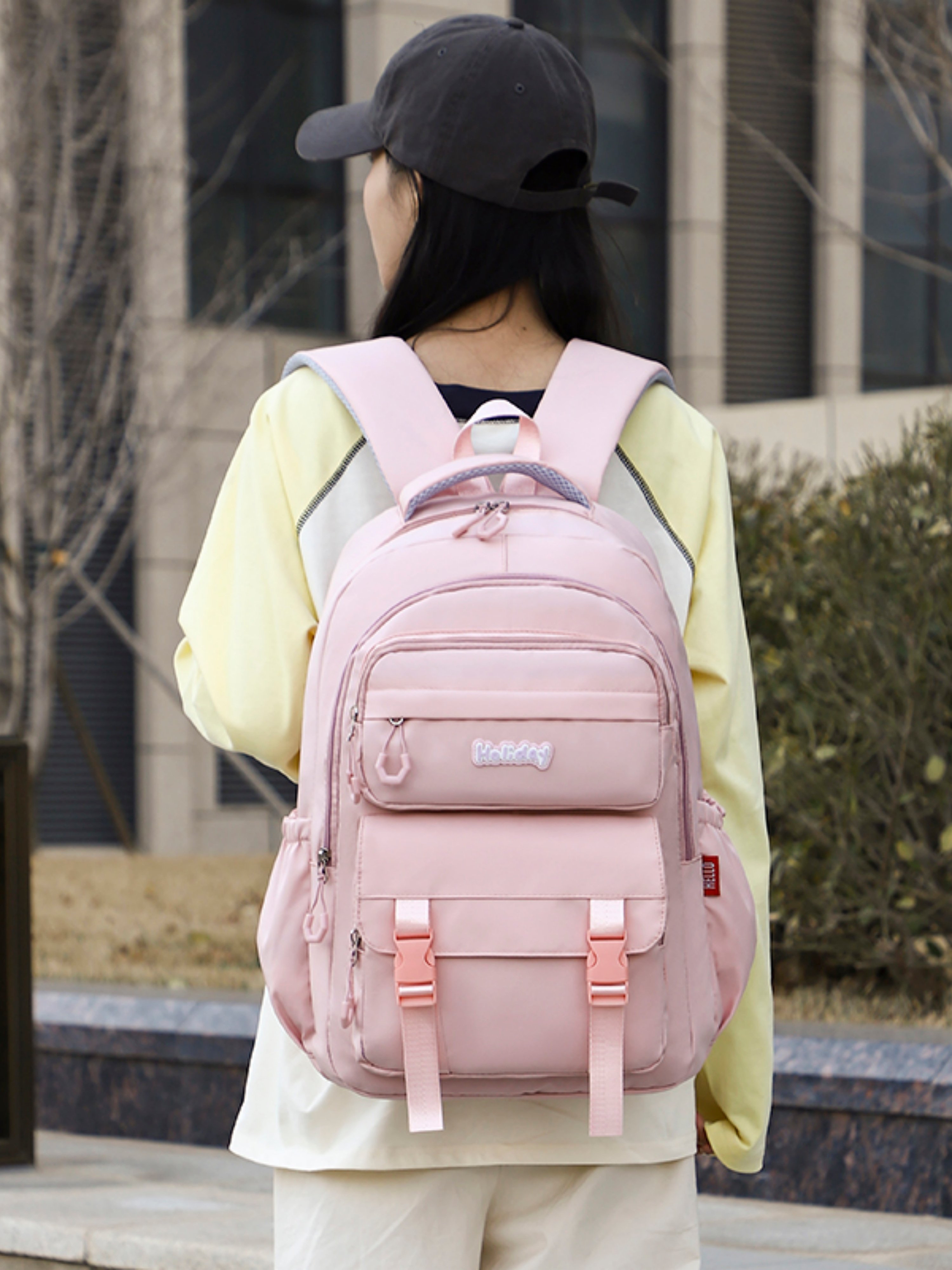 Pink Plain Backpack