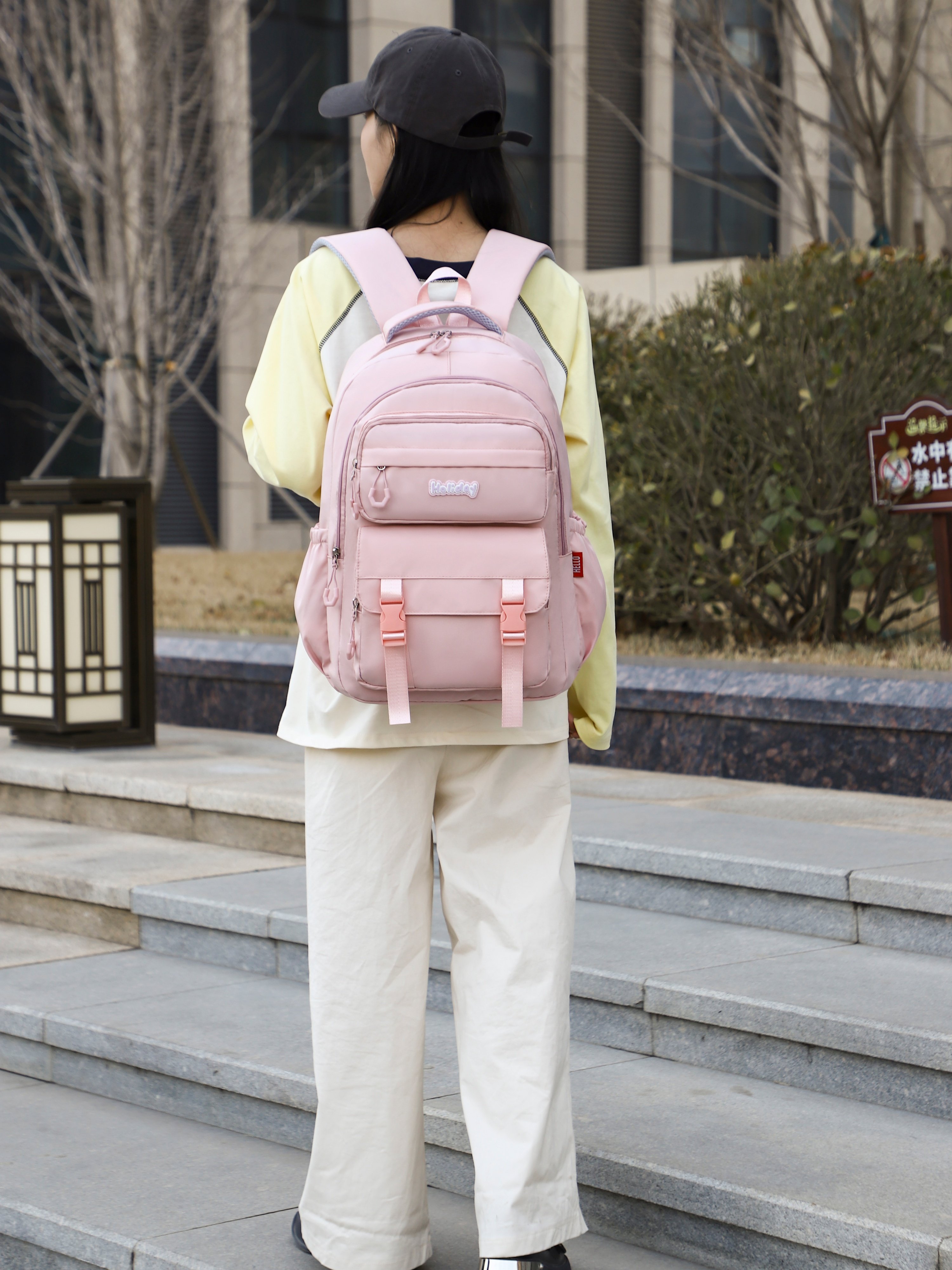 Pink Plain Backpack