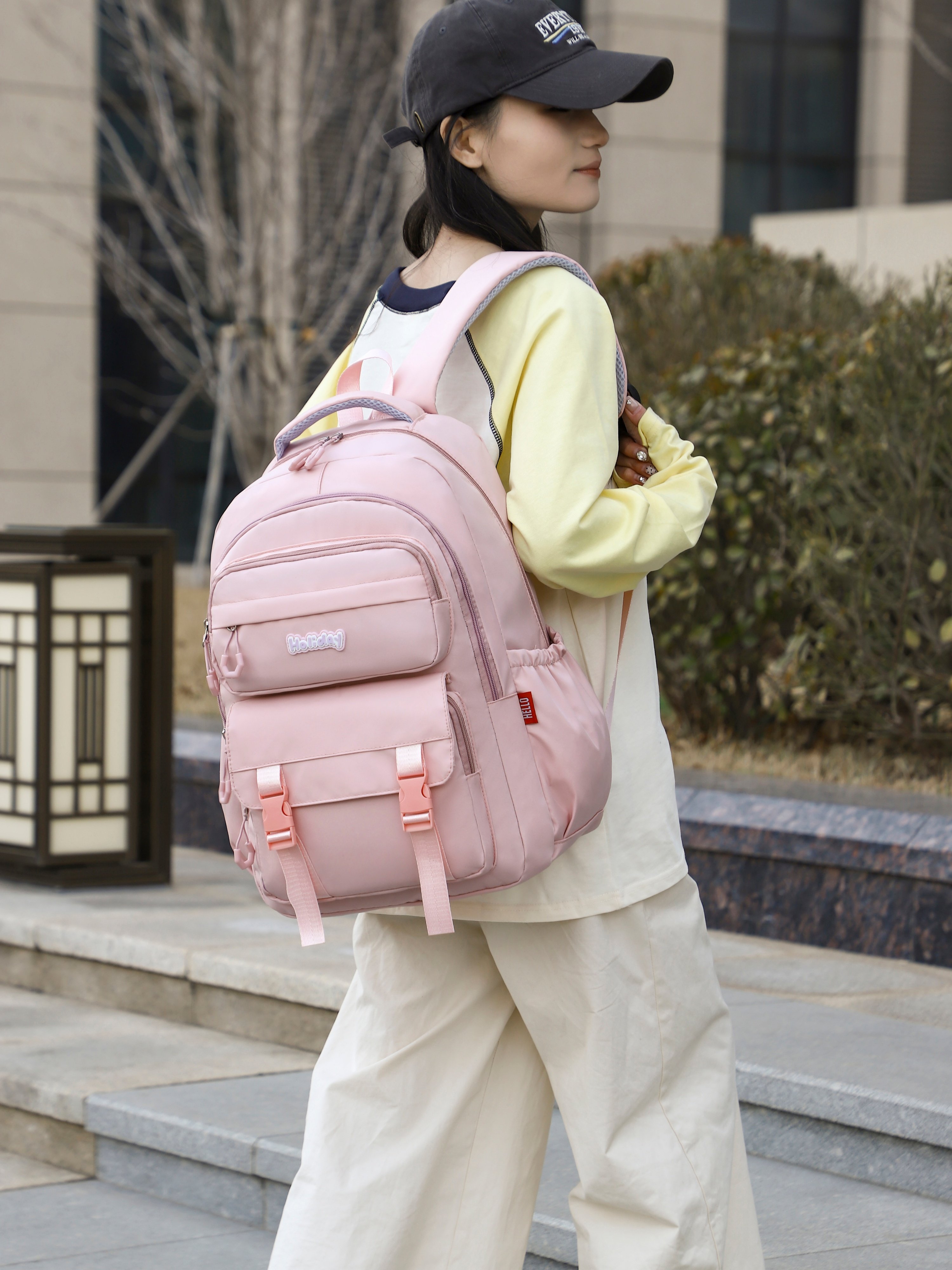 Pink Plain Backpack