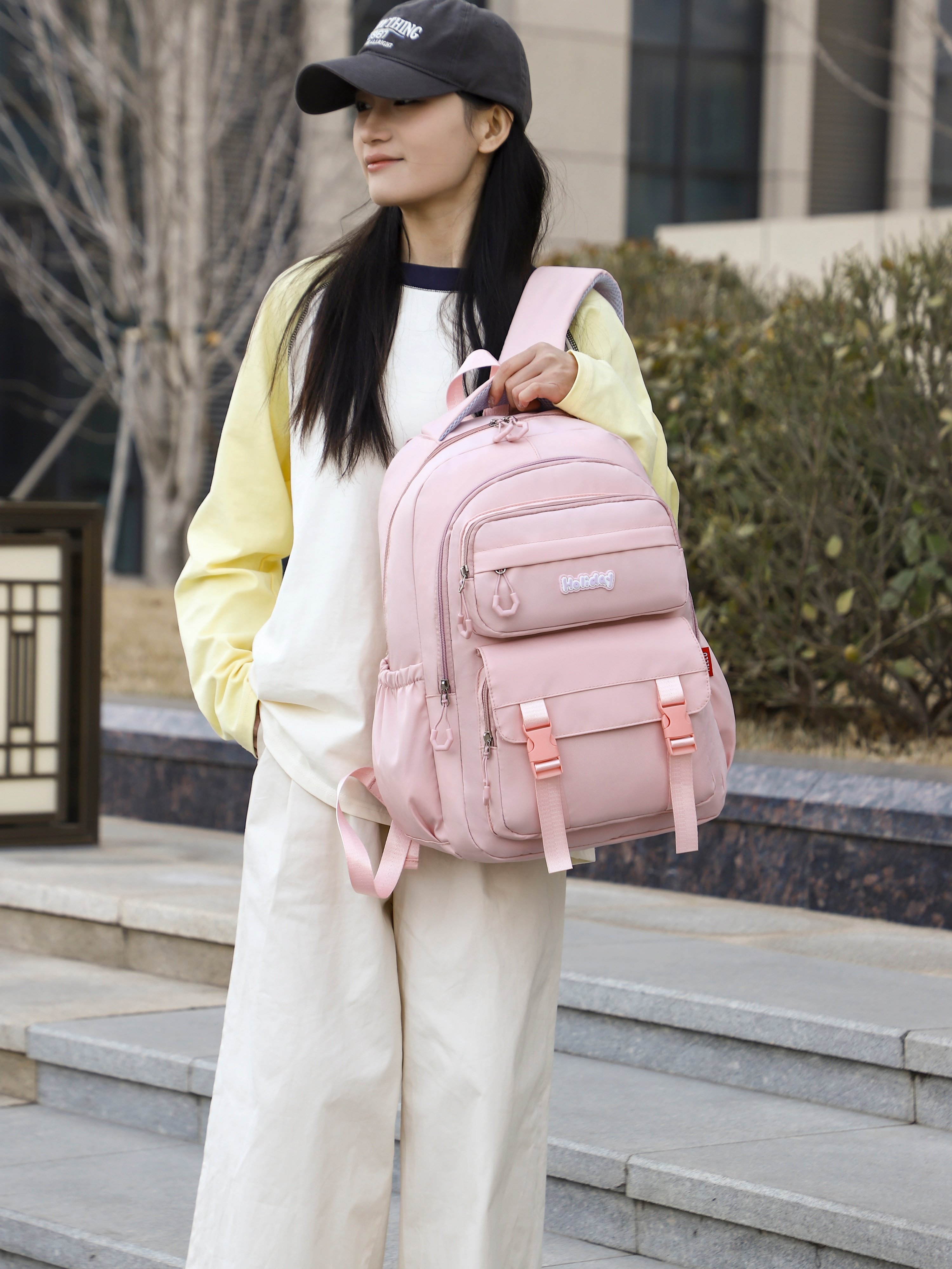 Pink Plain Backpack
