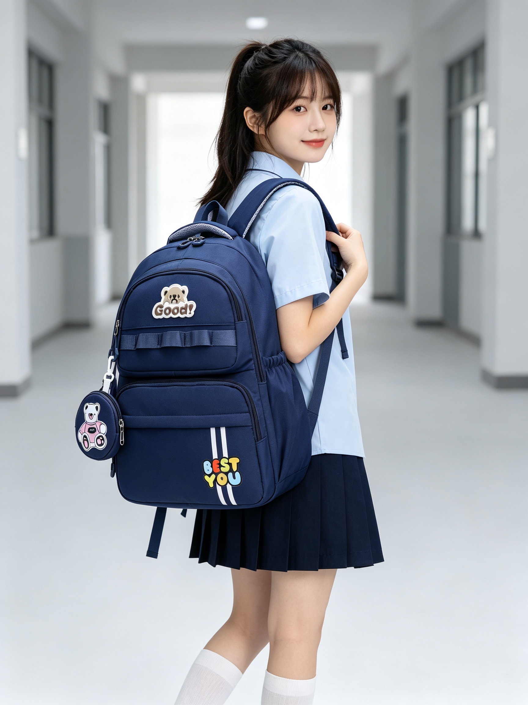 Dark Blue School Backpack 