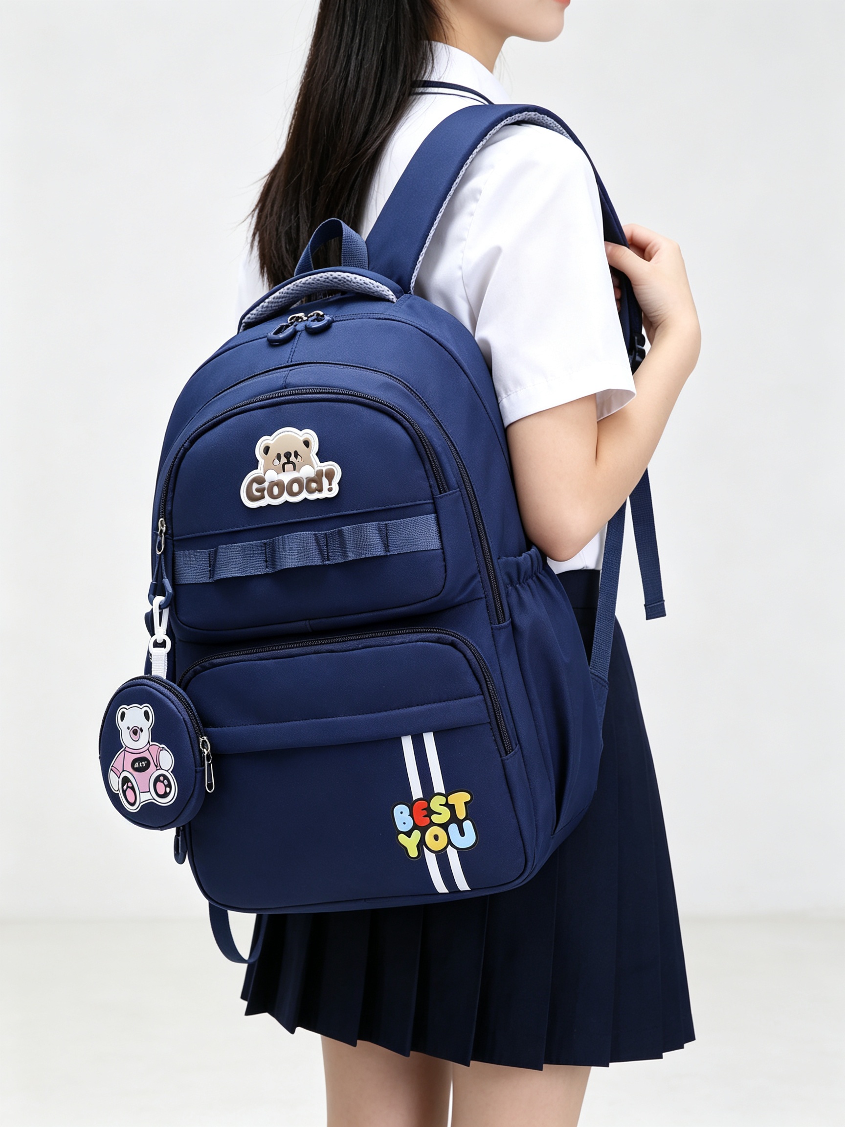 Dark Blue School Backpack 