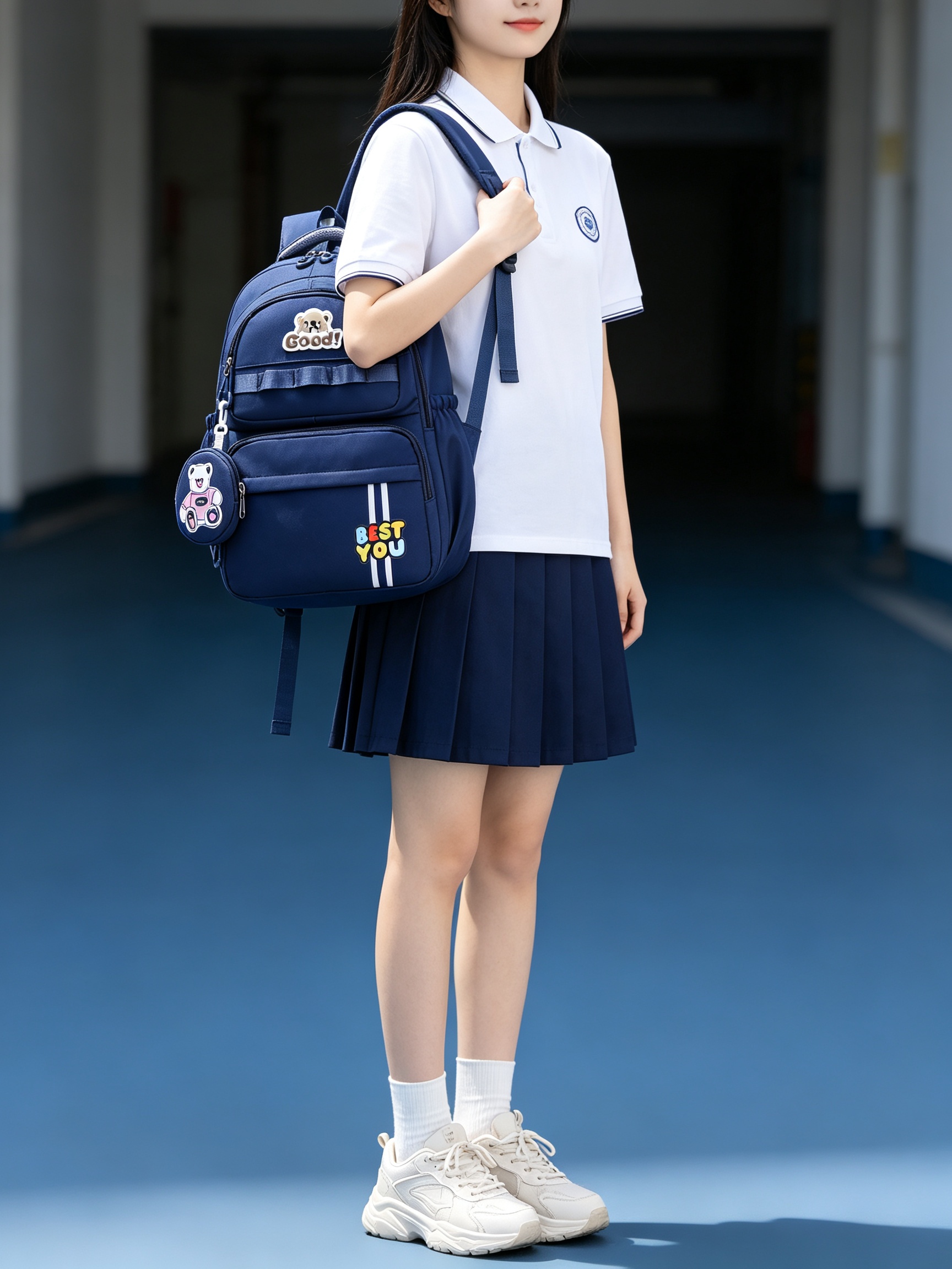 Dark Blue School Backpack 