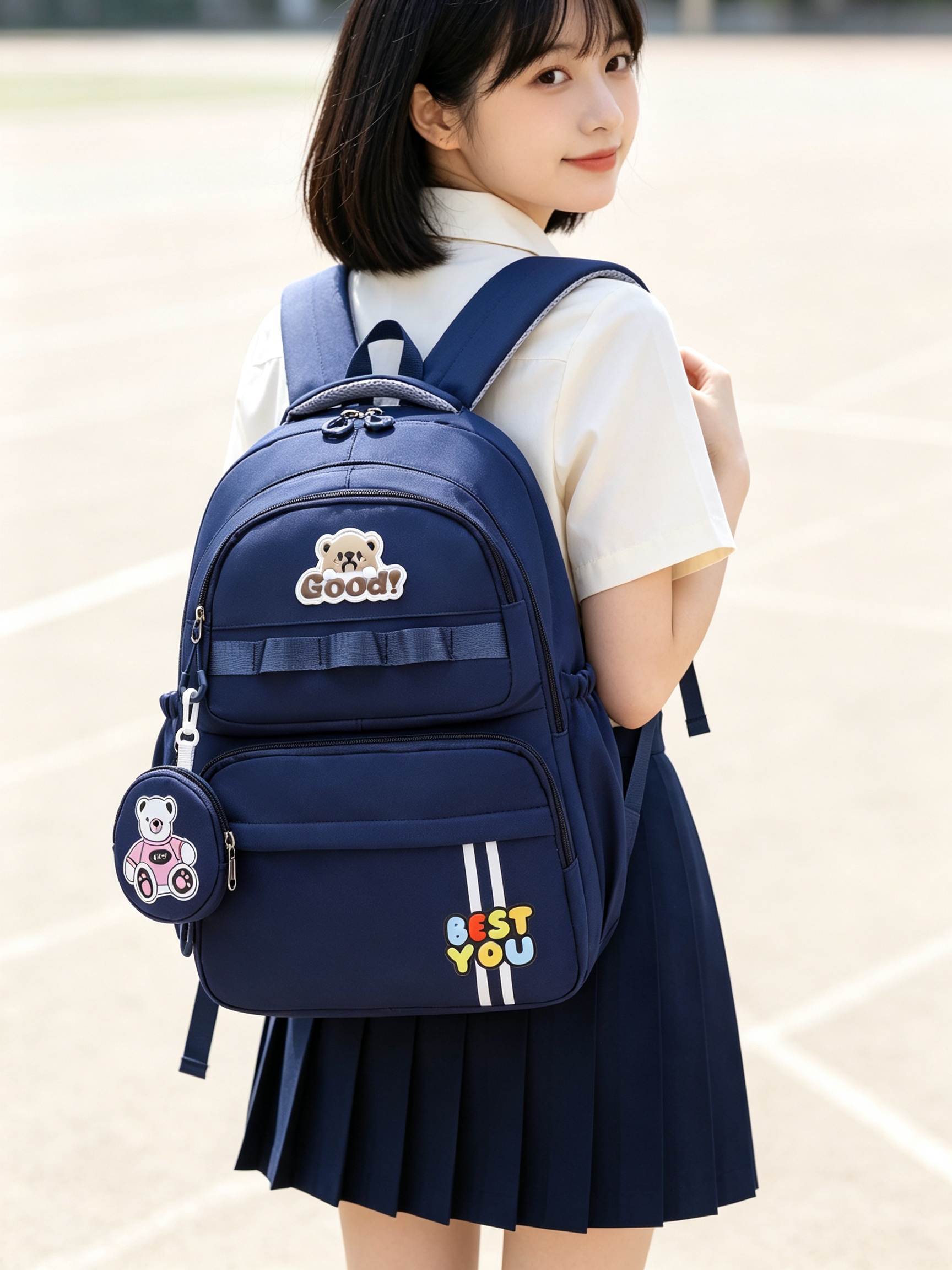 Dark Blue School Backpack 