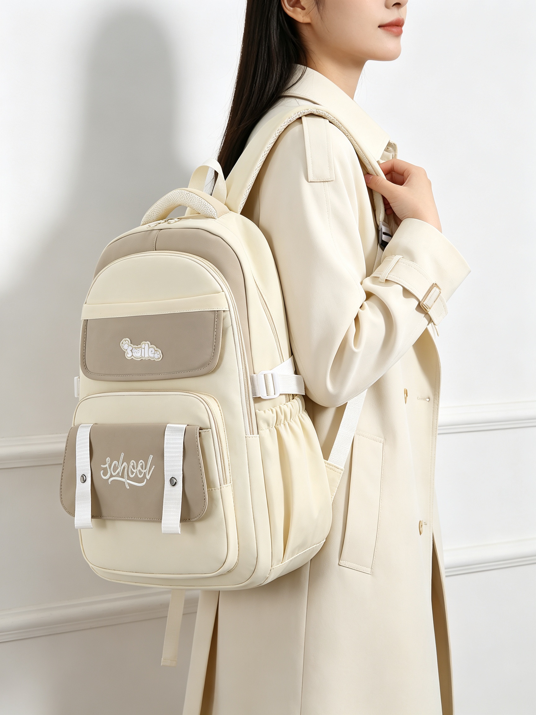 Coffee Brown Plain Backpack