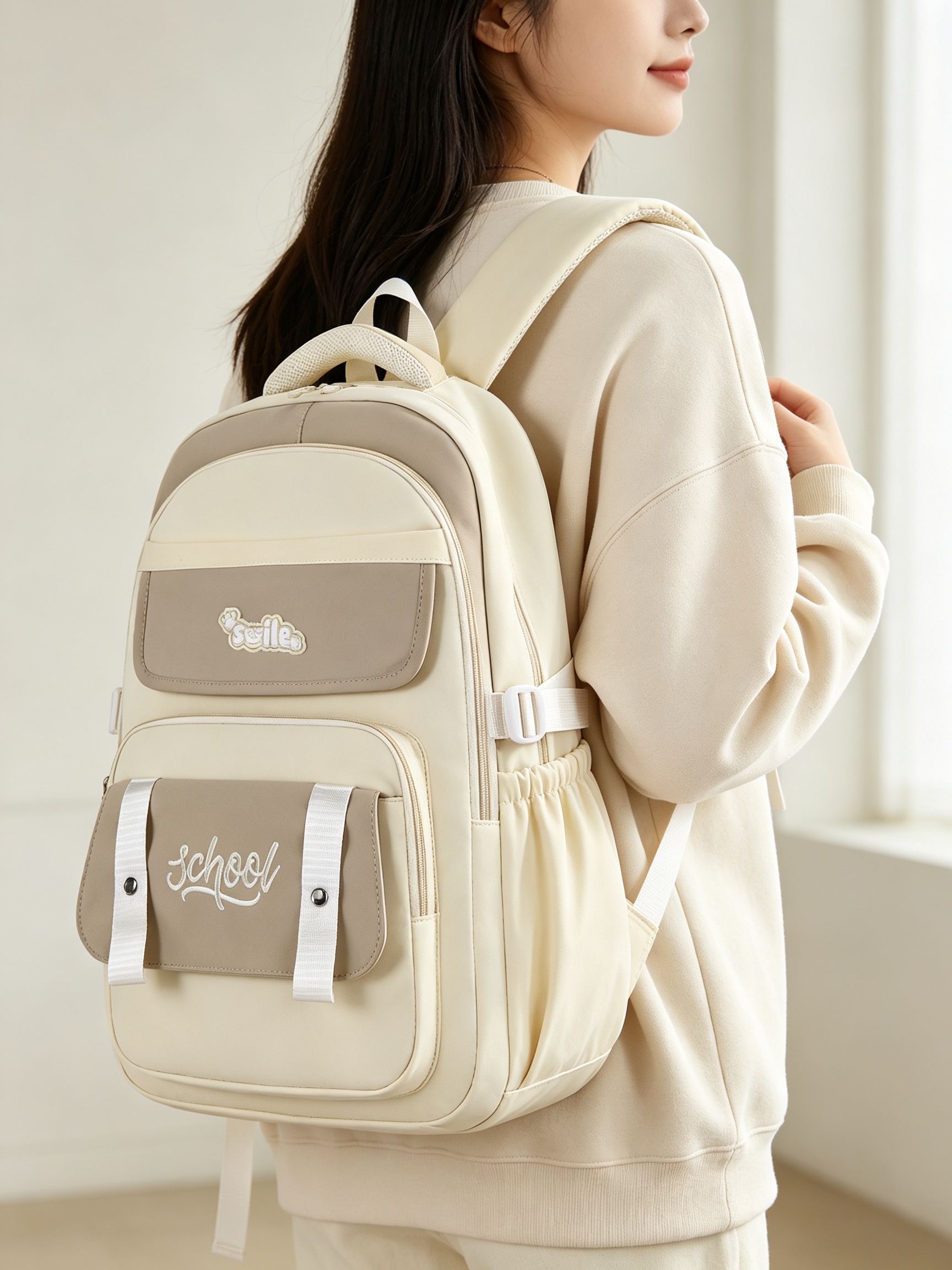Coffee Brown Plain Backpack