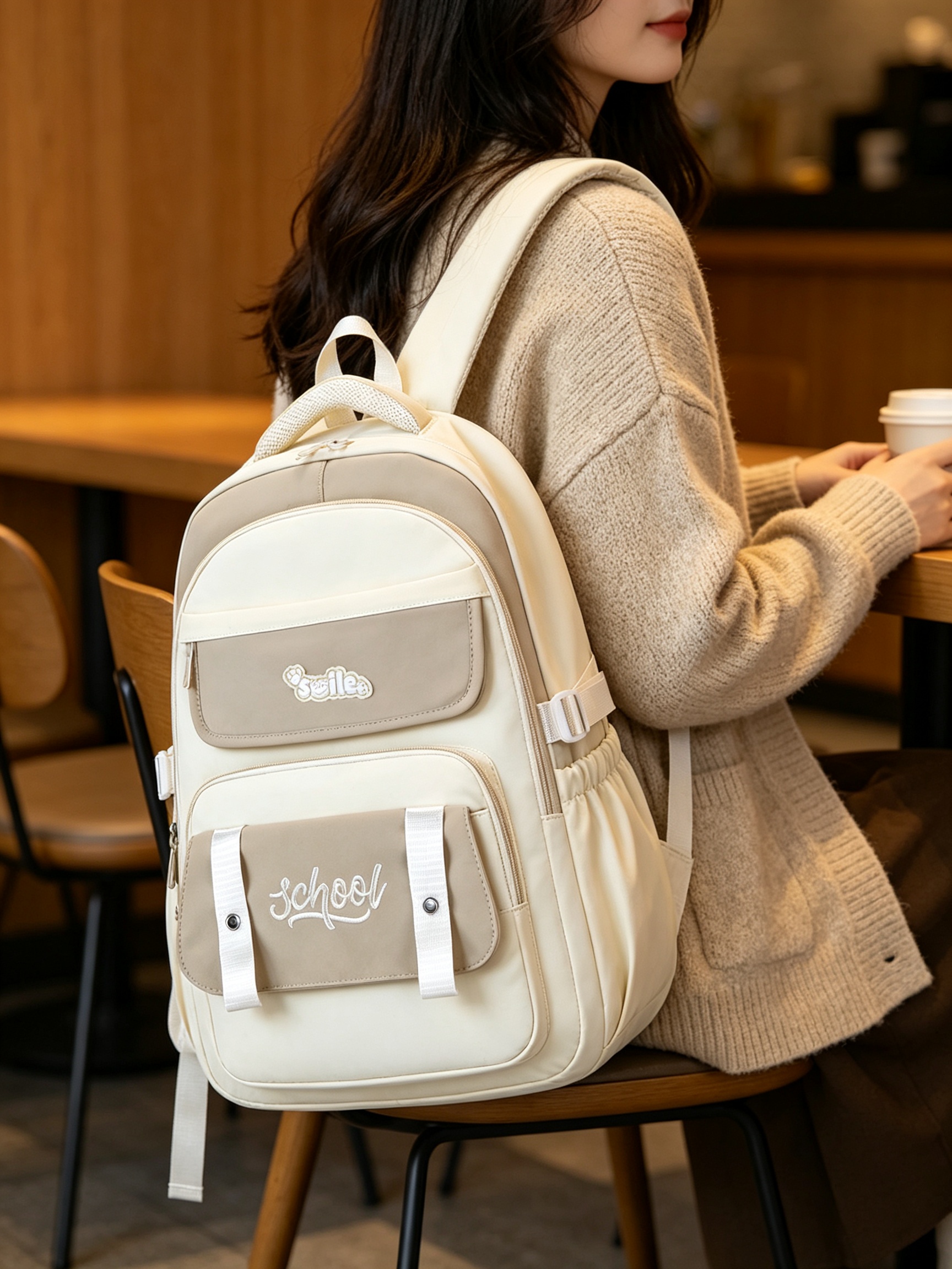 Coffee Brown Plain Backpack