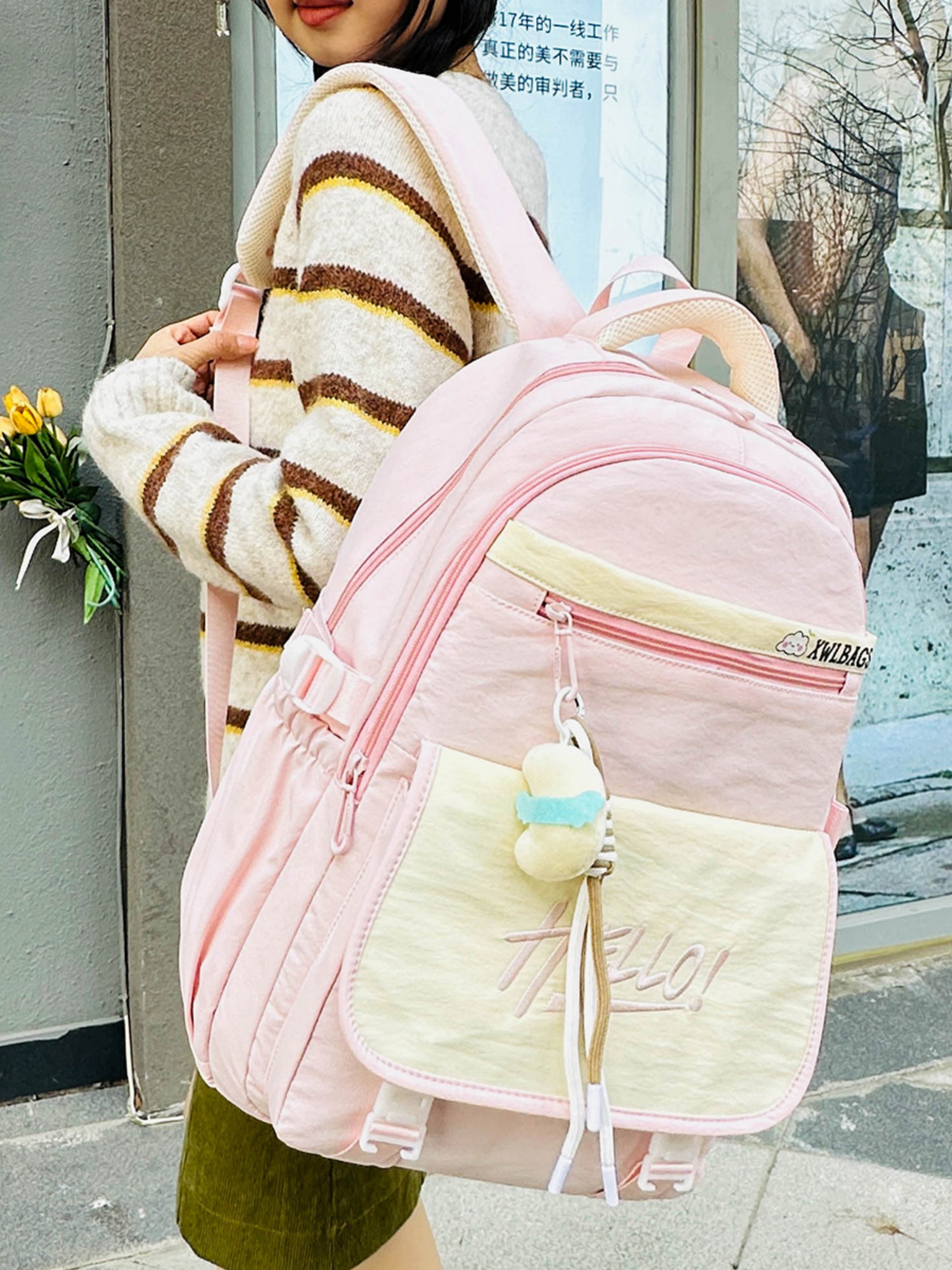 Pink Plain Backpack