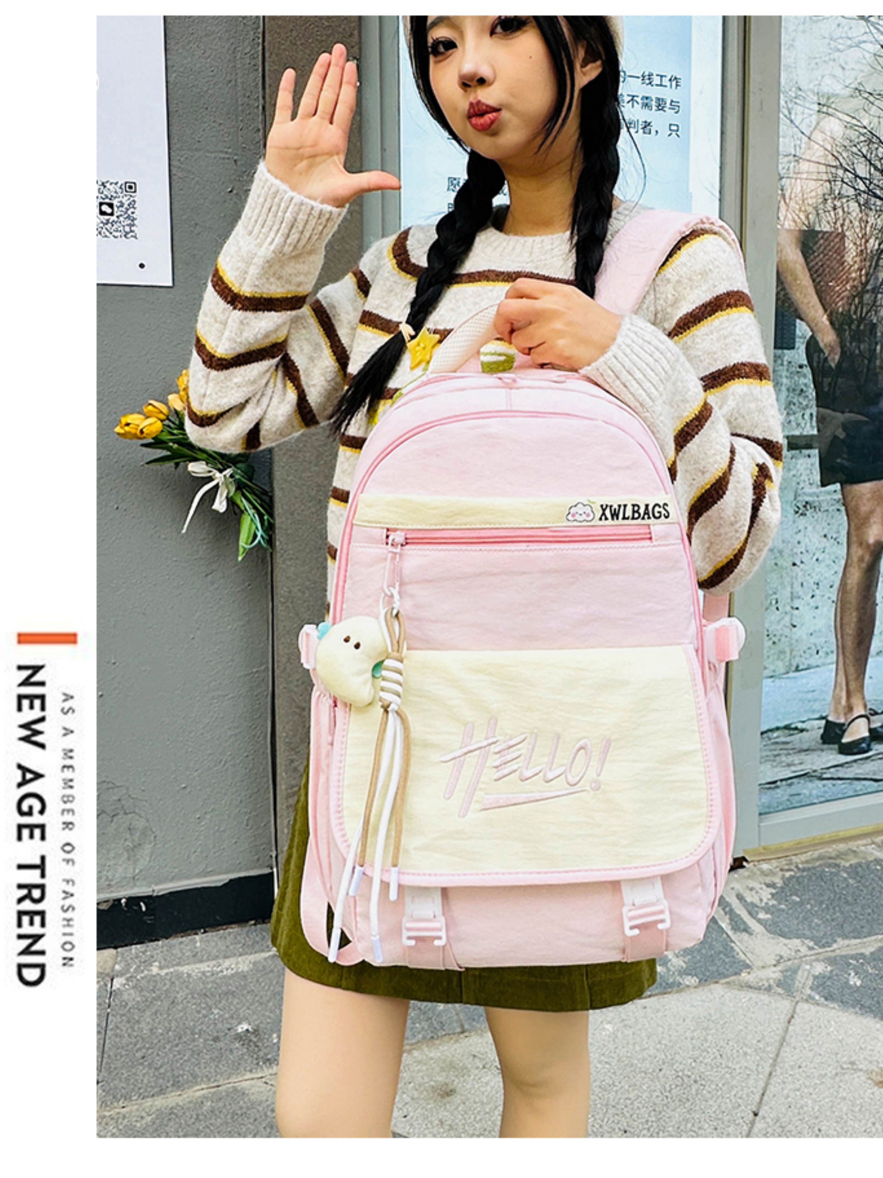 Pink Plain Backpack