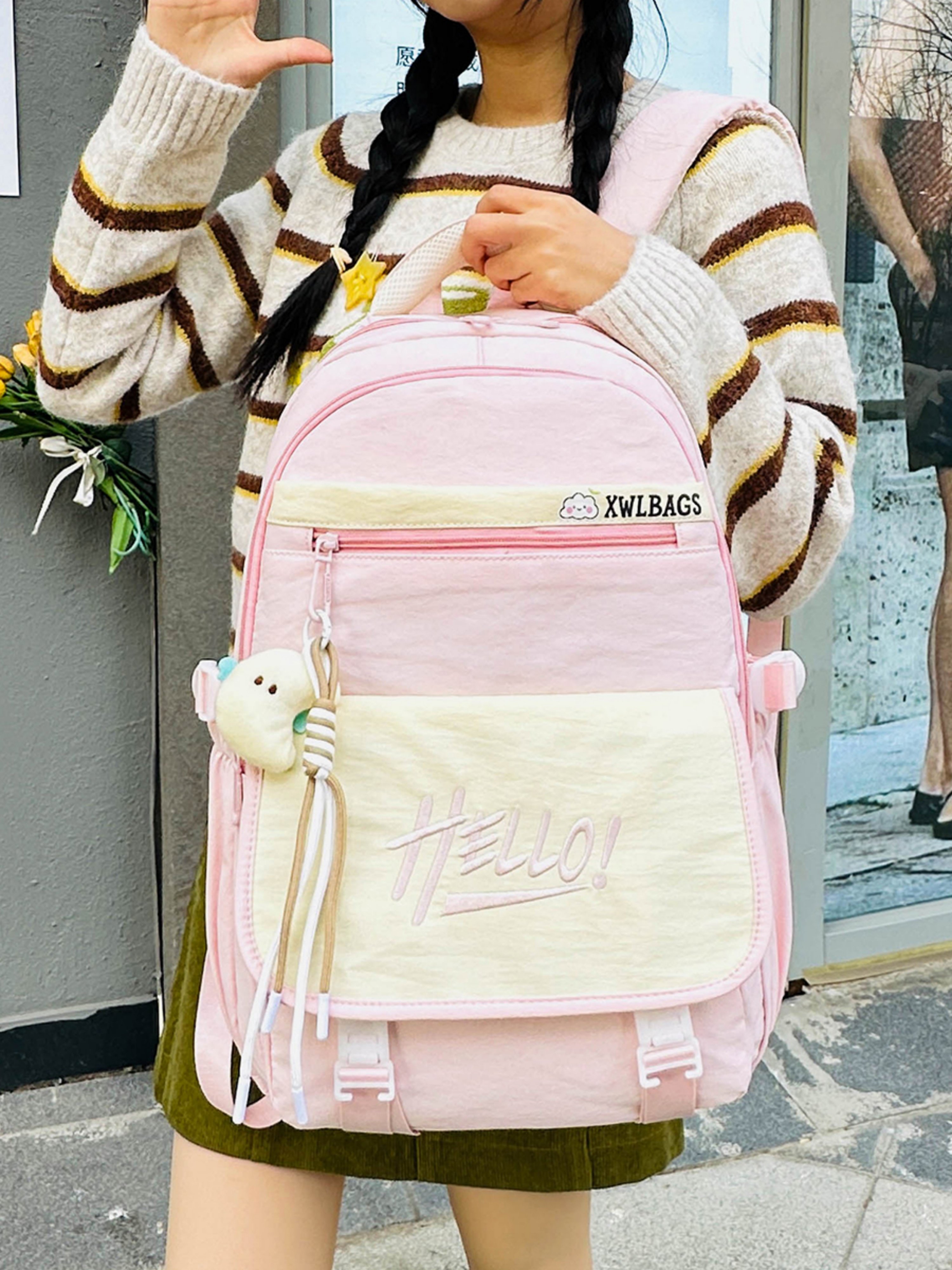 Pink Plain Backpack