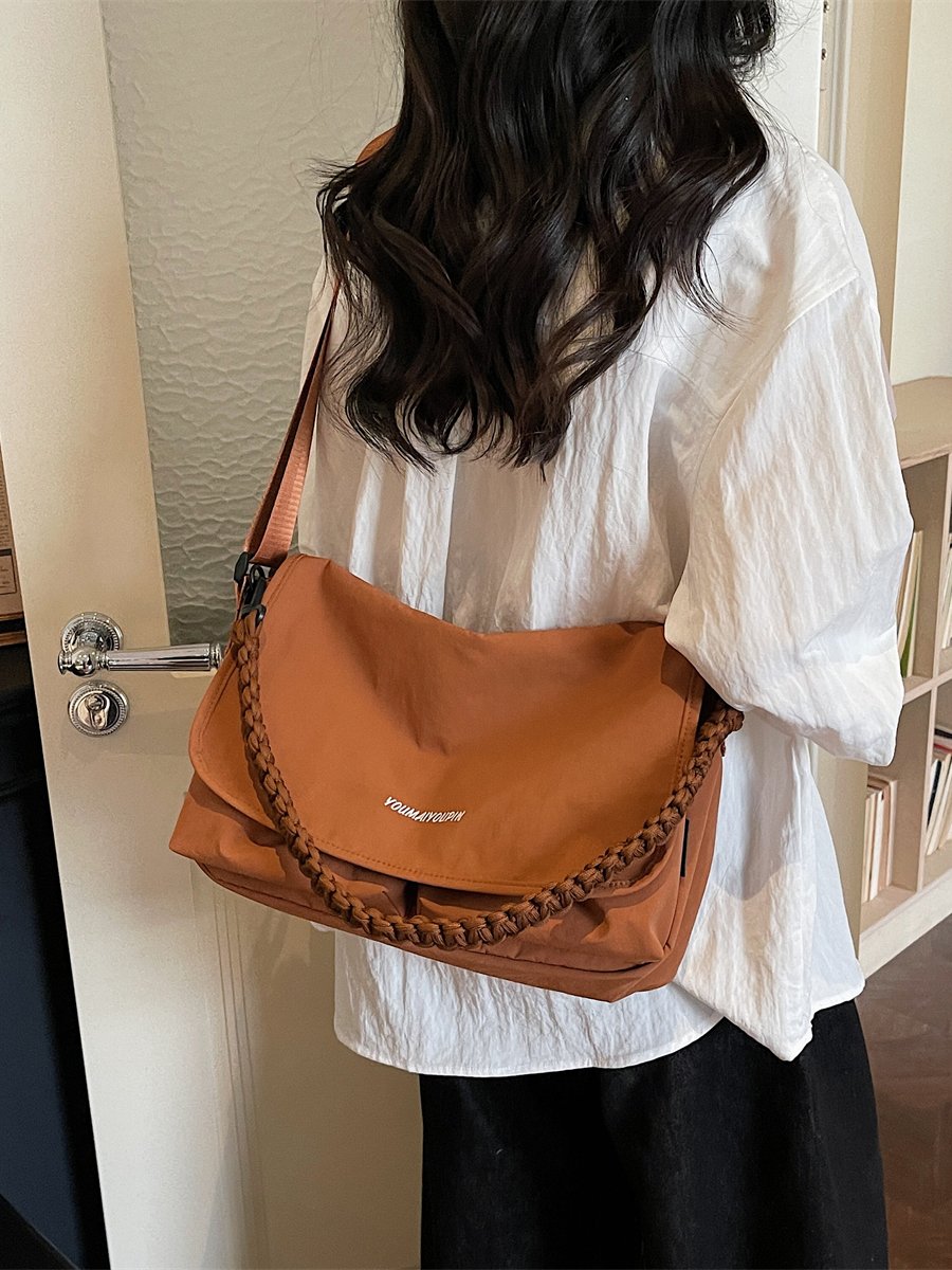 Brown Plain Shoulder Bag