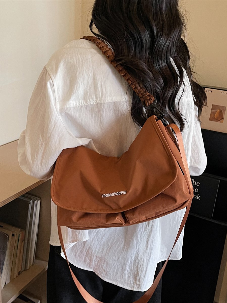 Brown Plain Shoulder Bag