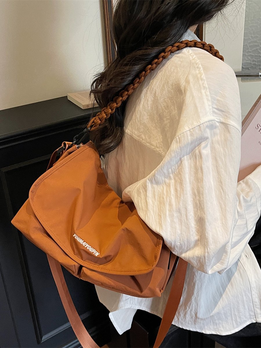 Brown Plain Shoulder Bag