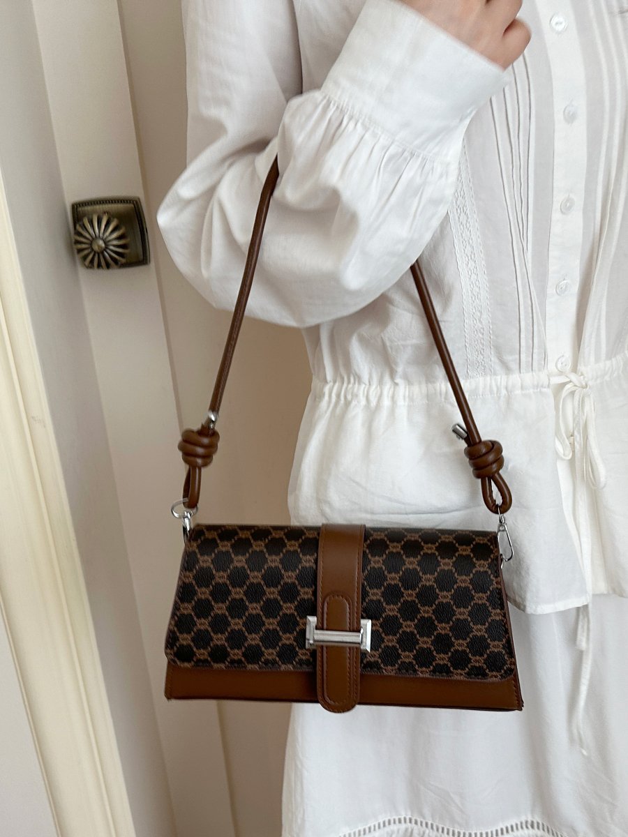 Coffee Brown Monogram Shoulder Bag