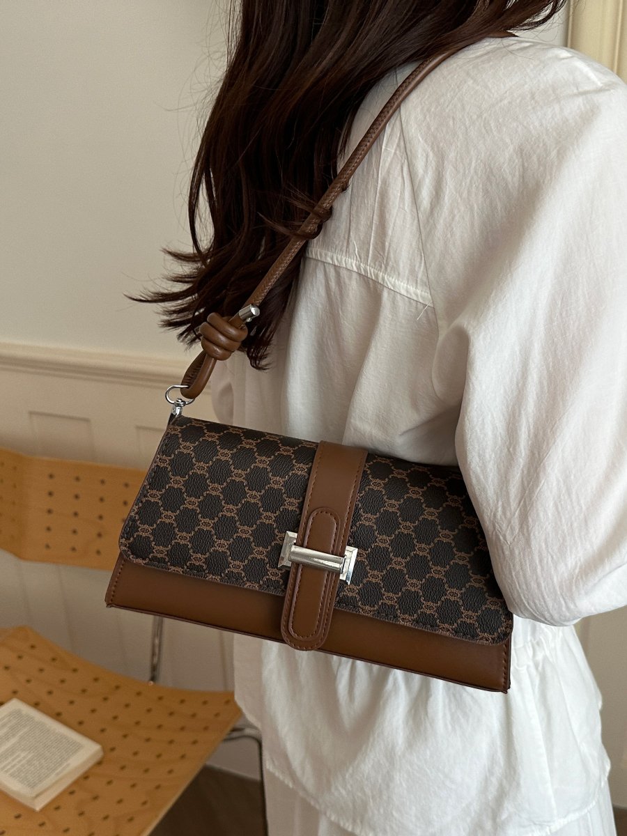 Coffee Brown Monogram Shoulder Bag