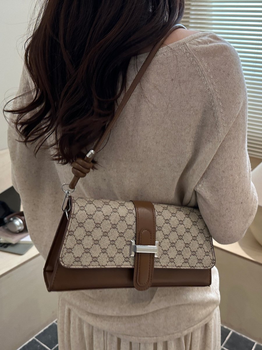 Monogram Shoulder Bag with Buckle Detail
