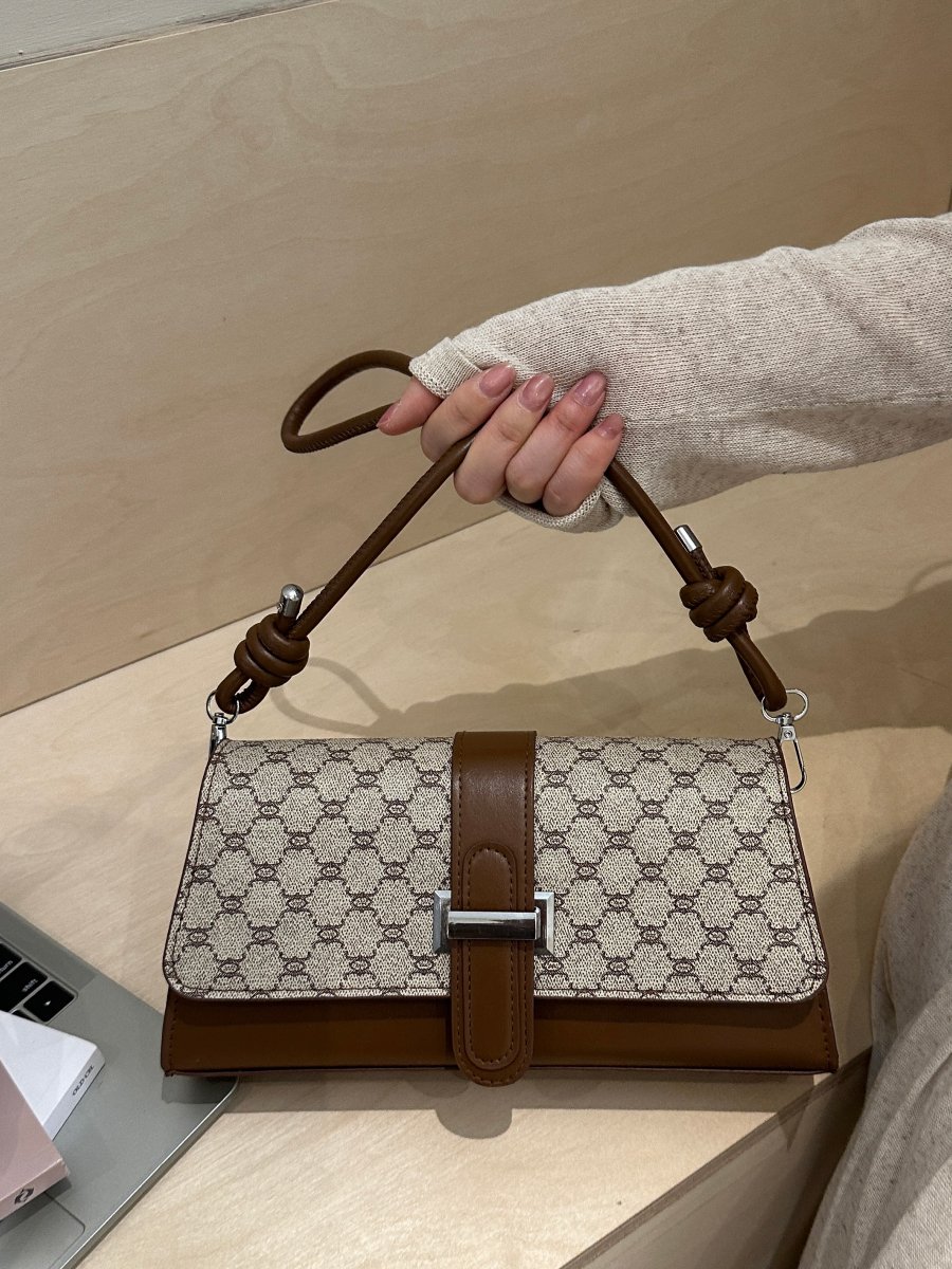 Monogram Shoulder Bag with Buckle Detail