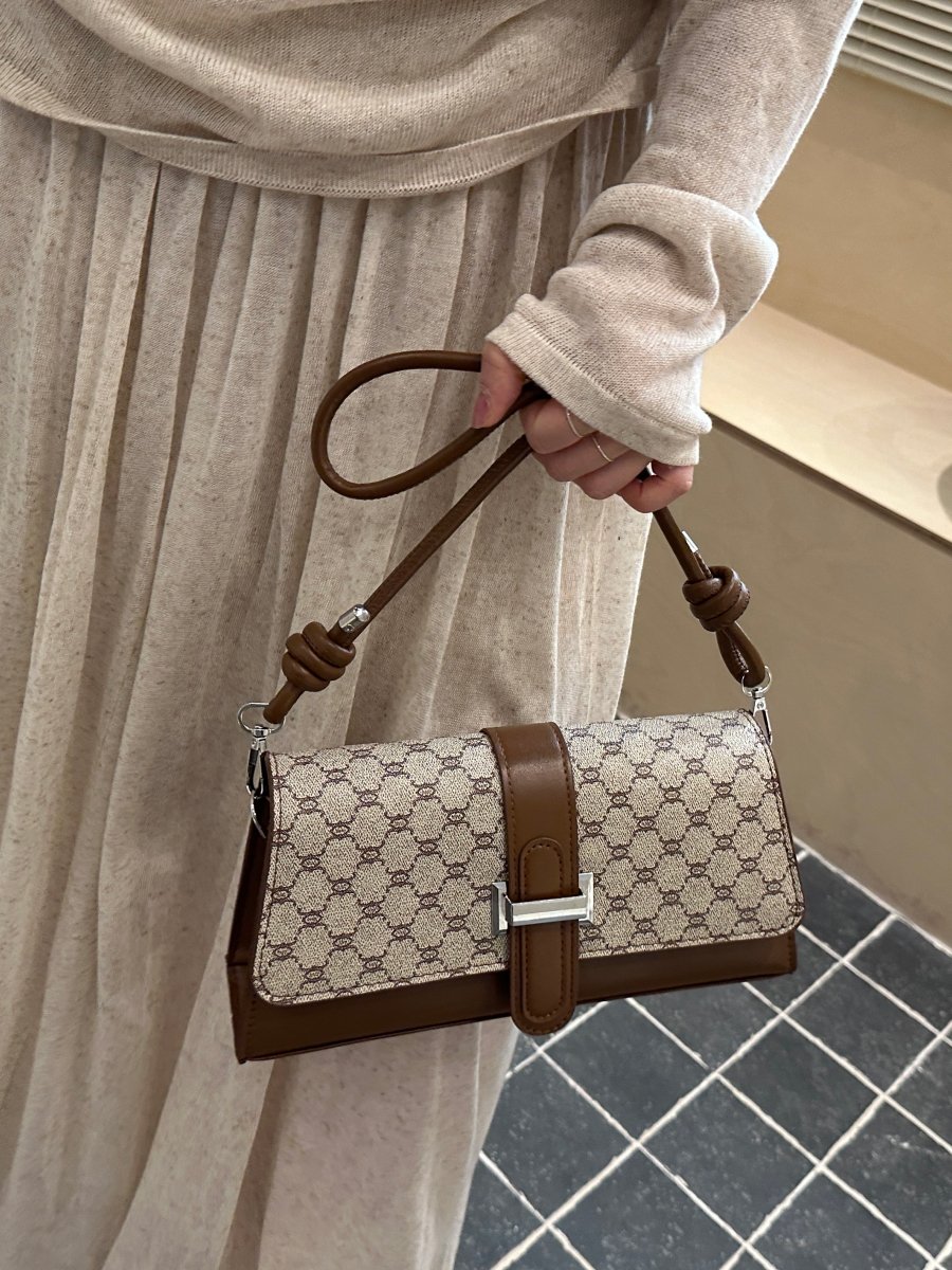 Monogram Shoulder Bag with Buckle Detail