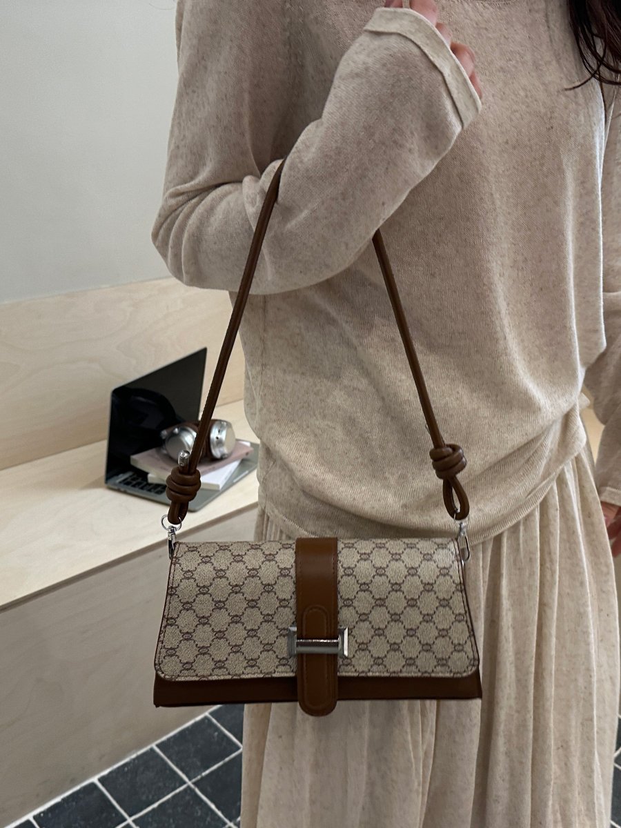 Monogram Shoulder Bag with Buckle Detail