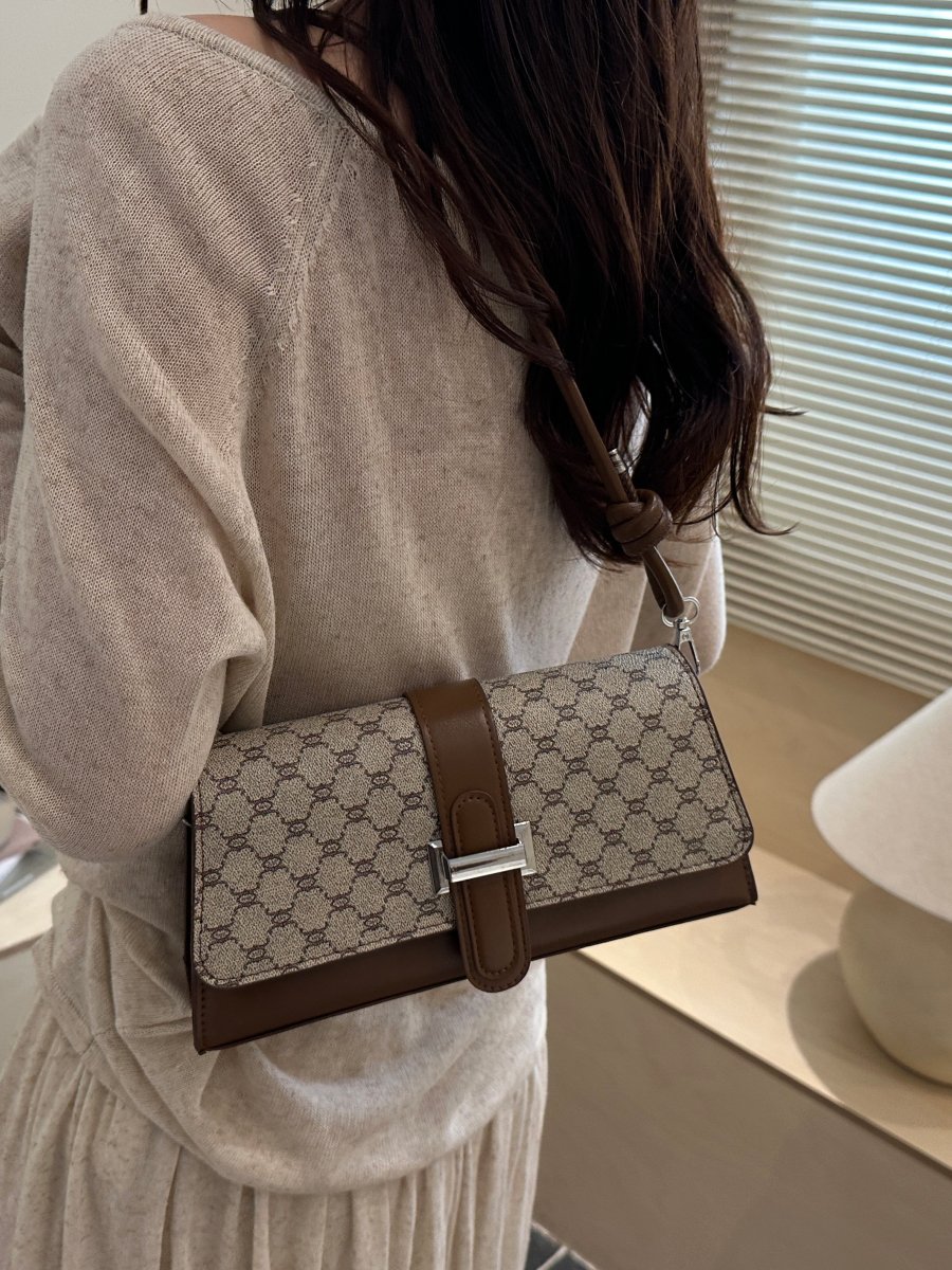 Monogram Shoulder Bag with Buckle Detail