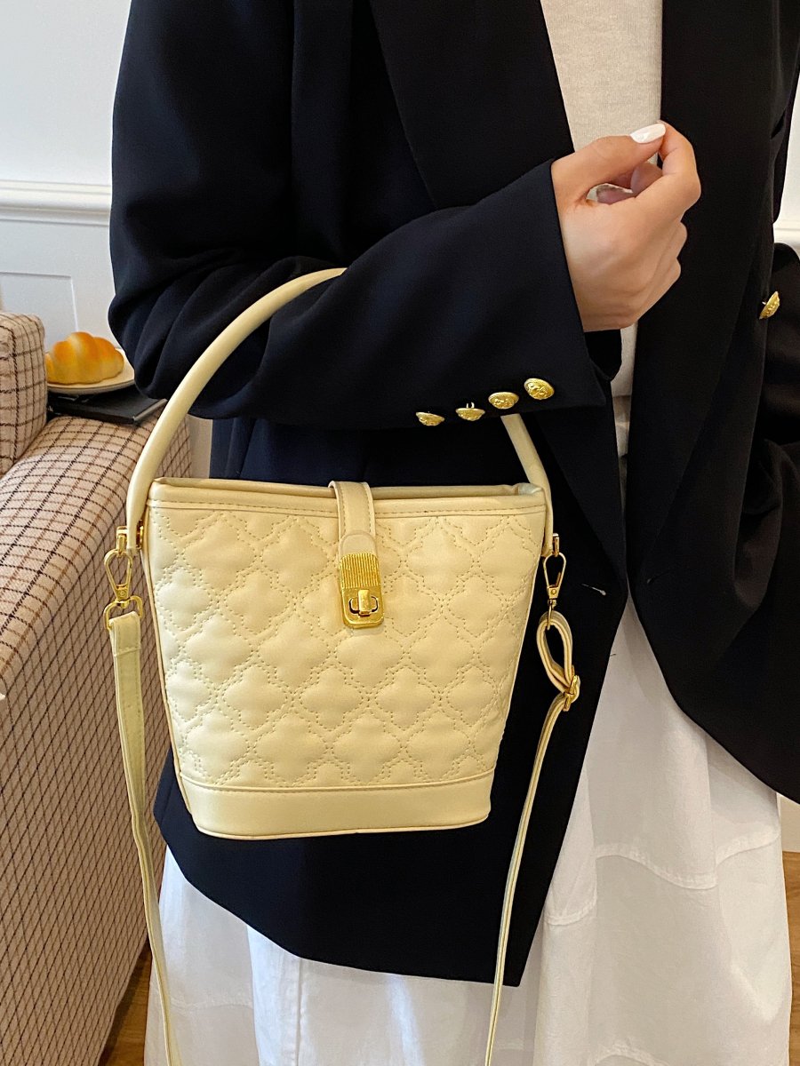Yellow Quilted Crossbody Bag with Gold Accents