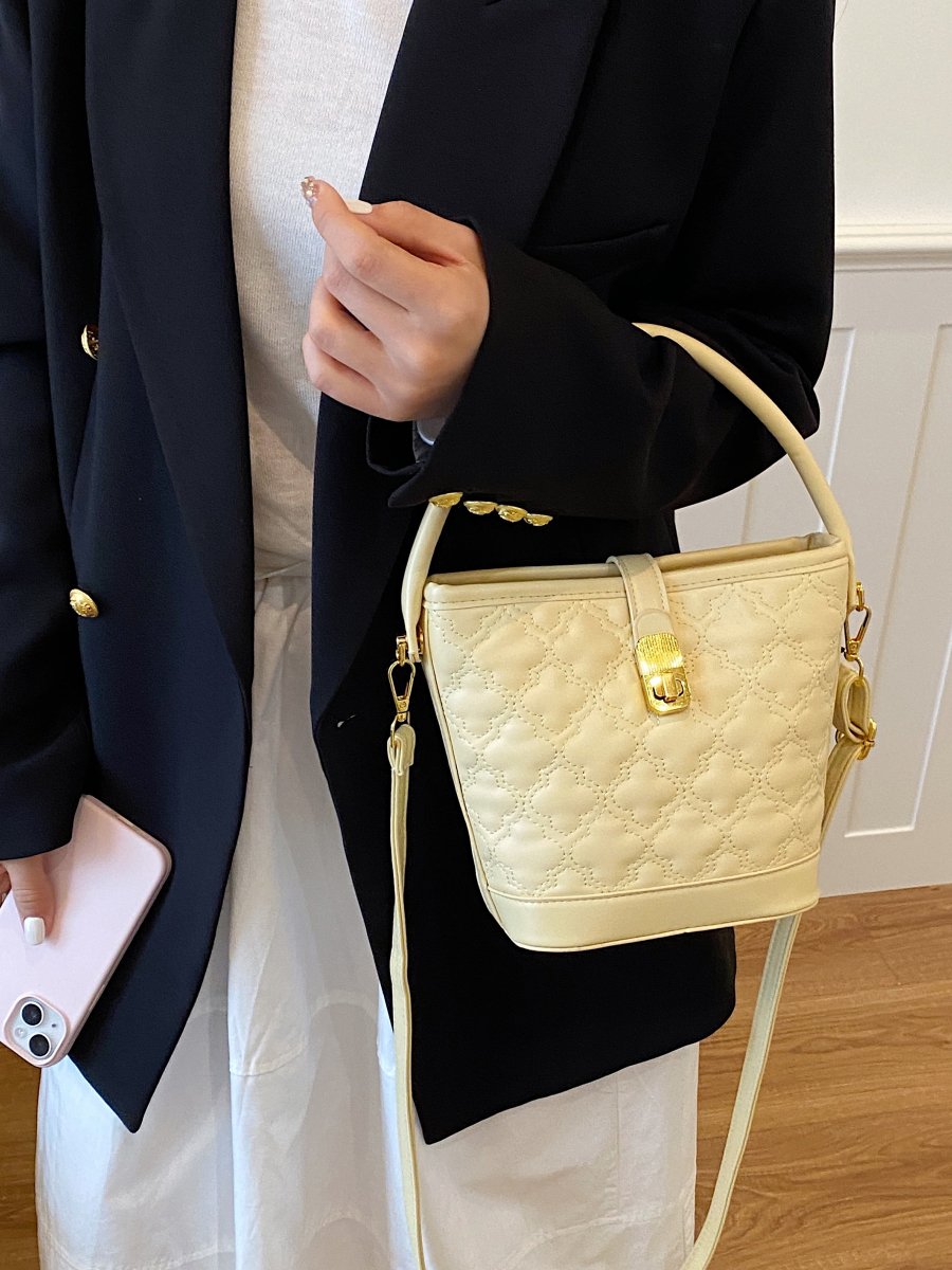 Yellow Quilted Crossbody Bag with Gold Accents