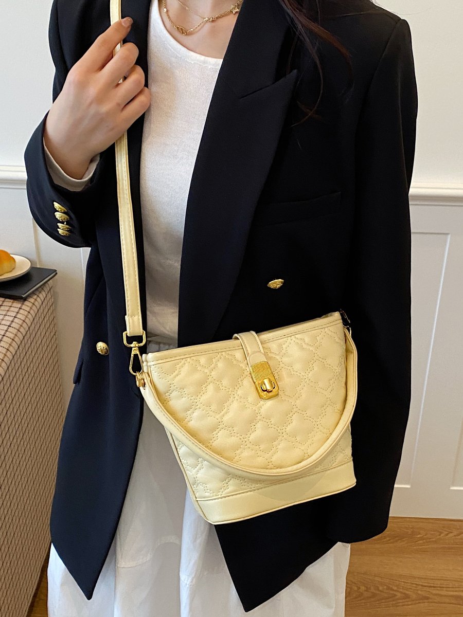 Yellow Quilted Crossbody Bag with Gold Accents