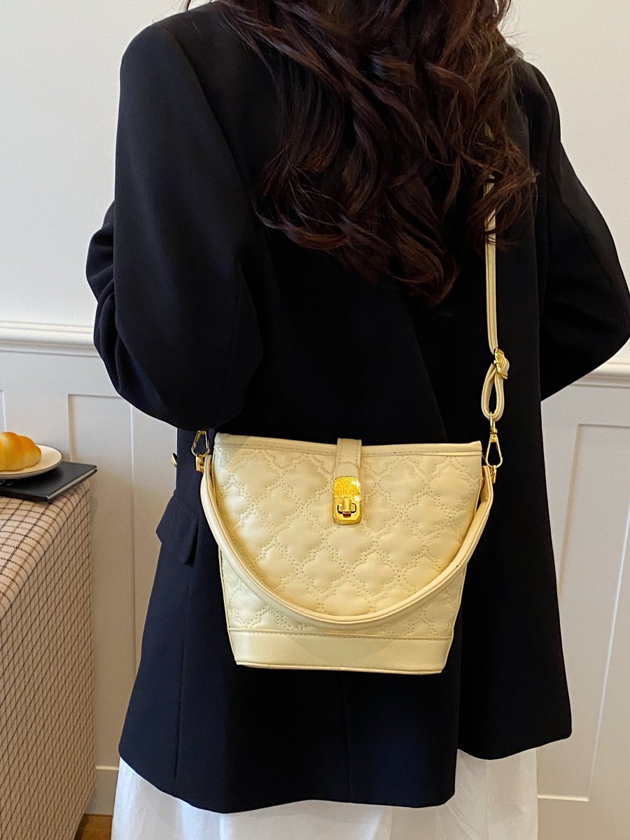Yellow Quilted Crossbody Bag with Gold Accents