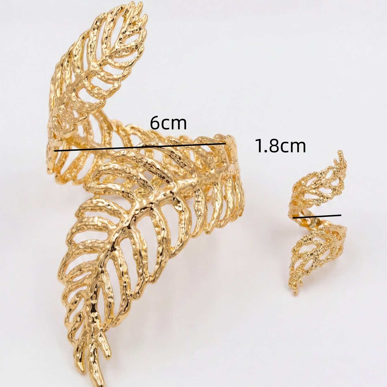 Gold Leaf Wraparound Bracelets - Set of 2