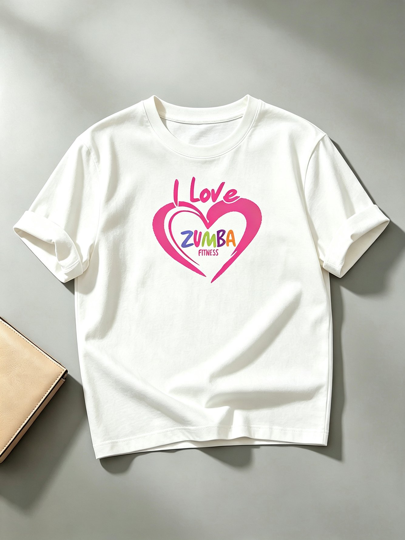 White Knitted I Love Zumba Fitness T-Shirt