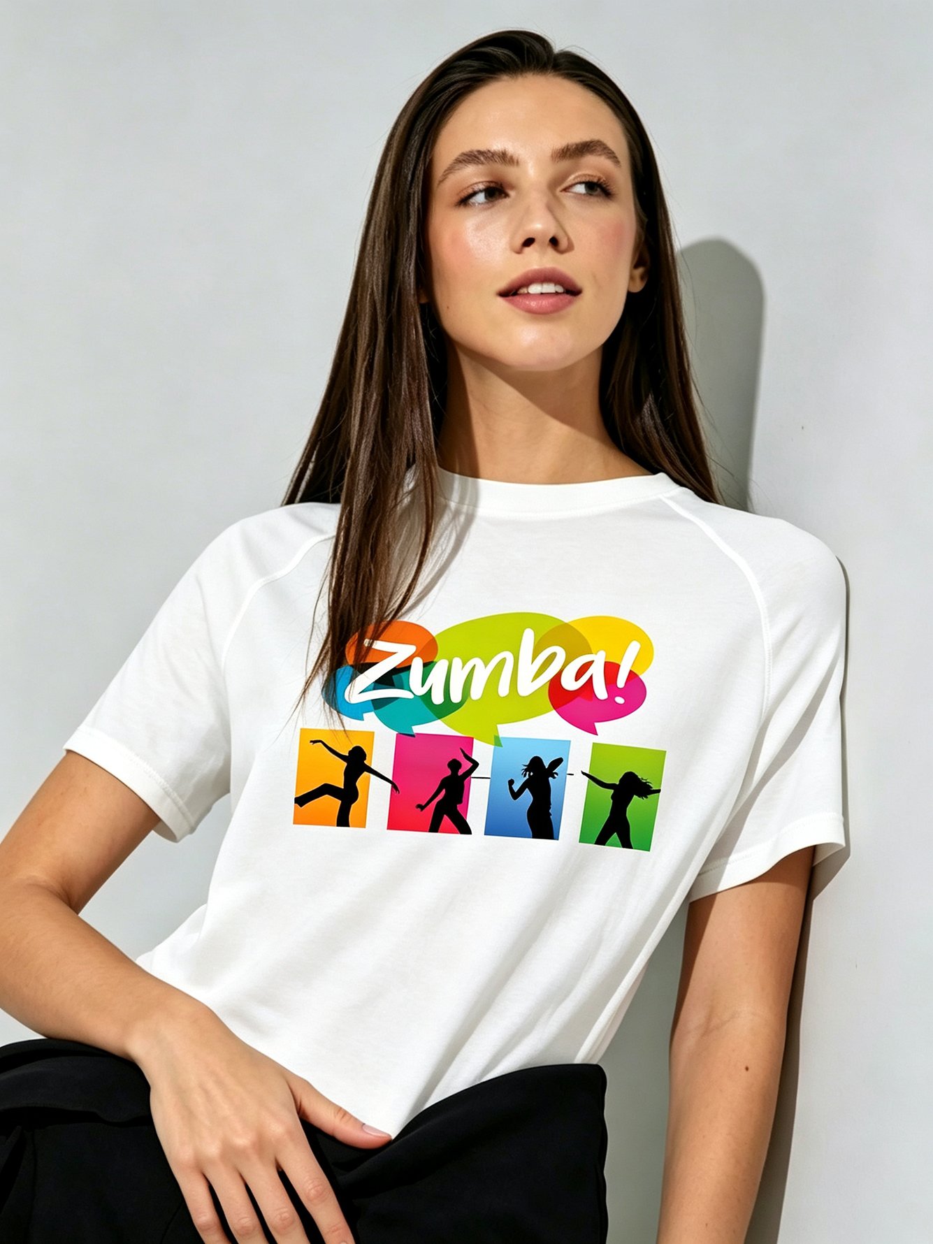 White Zumba Graphic Print Knitted T-shirt