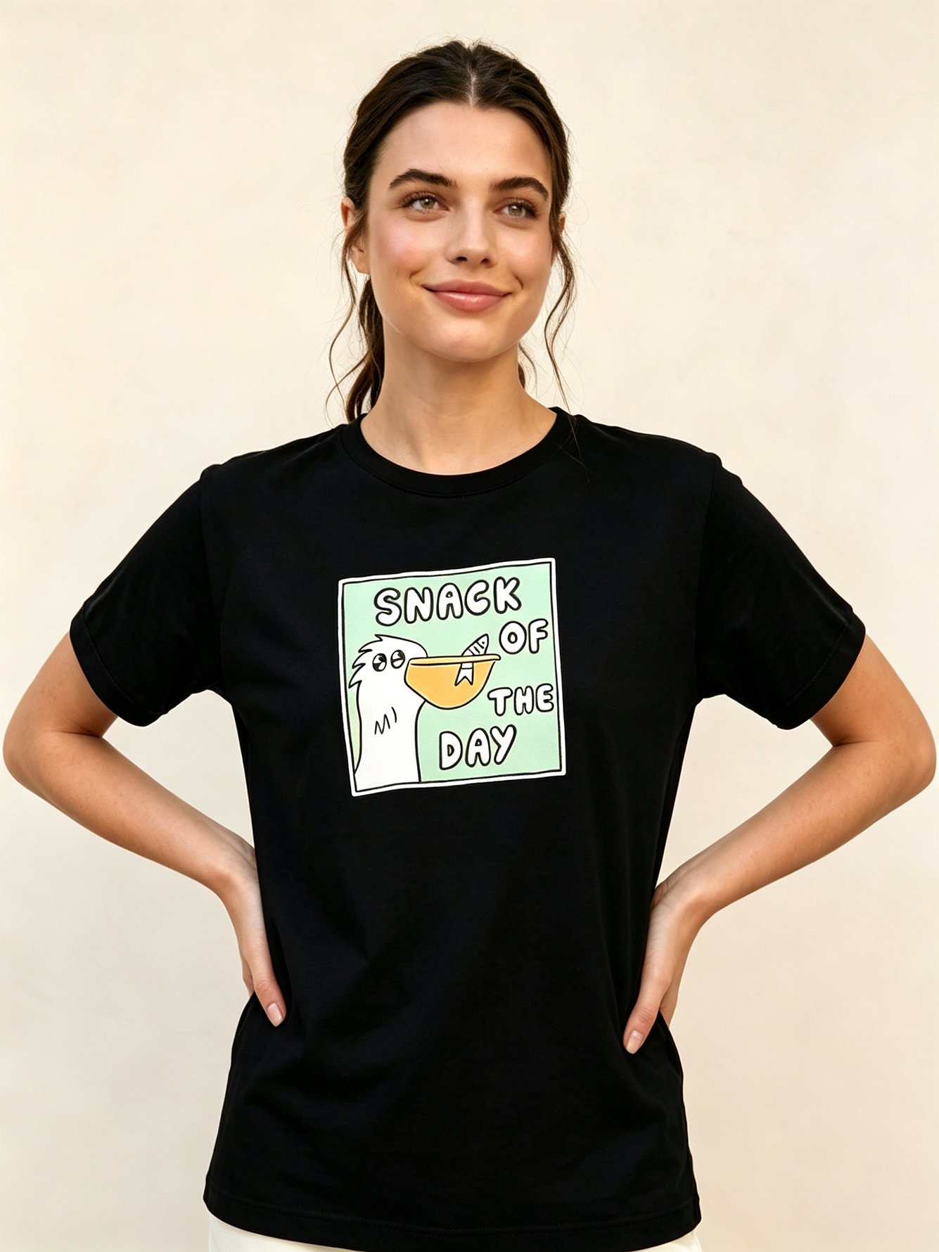 Black Knitted Cotton Graphic T-Shirt