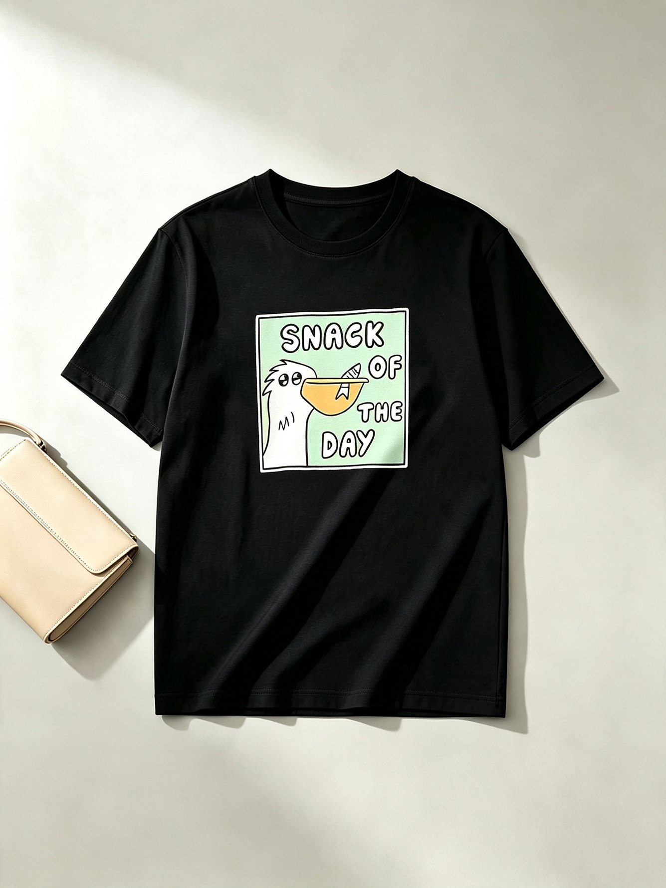 Black Knitted Cotton Graphic T-Shirt