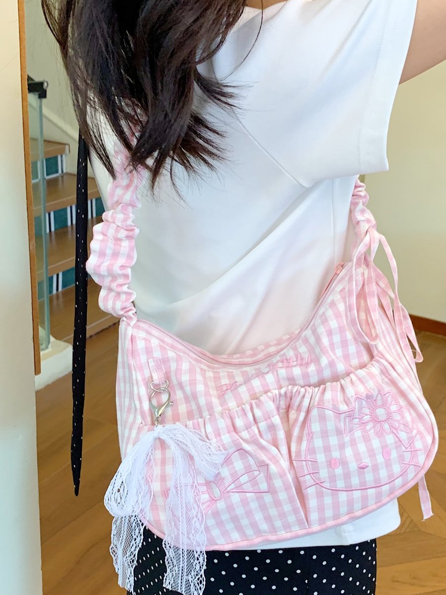 Pink Gingham Crossbody Bag