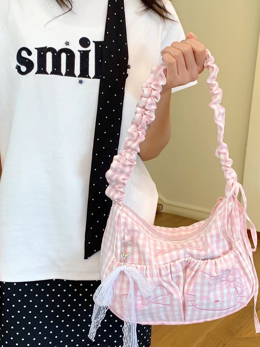 Pink Gingham Crossbody Bag