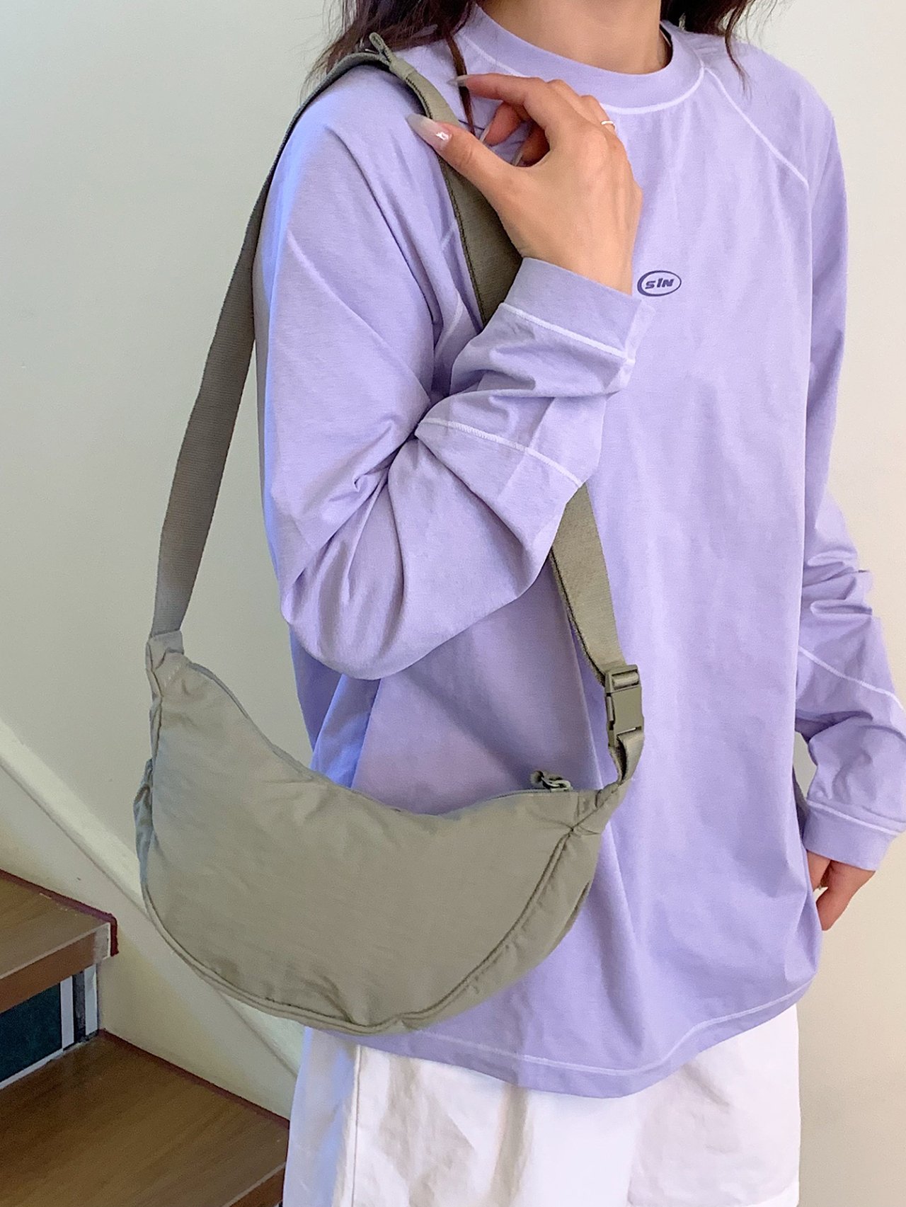 Olive Plain Crossbody Bag 